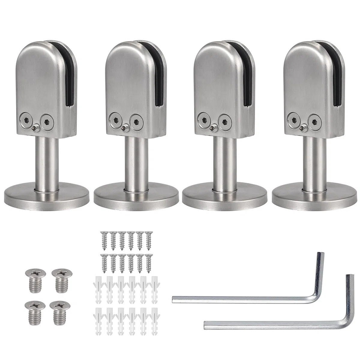 Proster 4 STÜCKE Edelstahl 304 Glasklemme S Größe Unterstützt 6-8 mm Dickes Glas mit 40mm Stützhalterung für Bodenmontage Bodenmontage Treppengeländer Balustradengeländer
