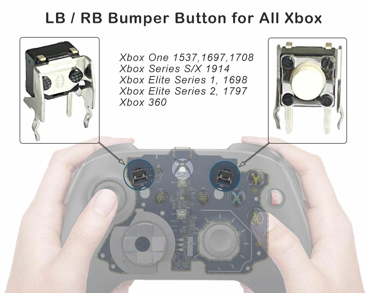 ElecGear 8x Taktiler Schalter + Entlöt-Heizplatte für Xbox Controller, Ersatz LB RB Stoßfängertaste und Spezielle Entlöt-Reparaturwerkzeuge inkl.