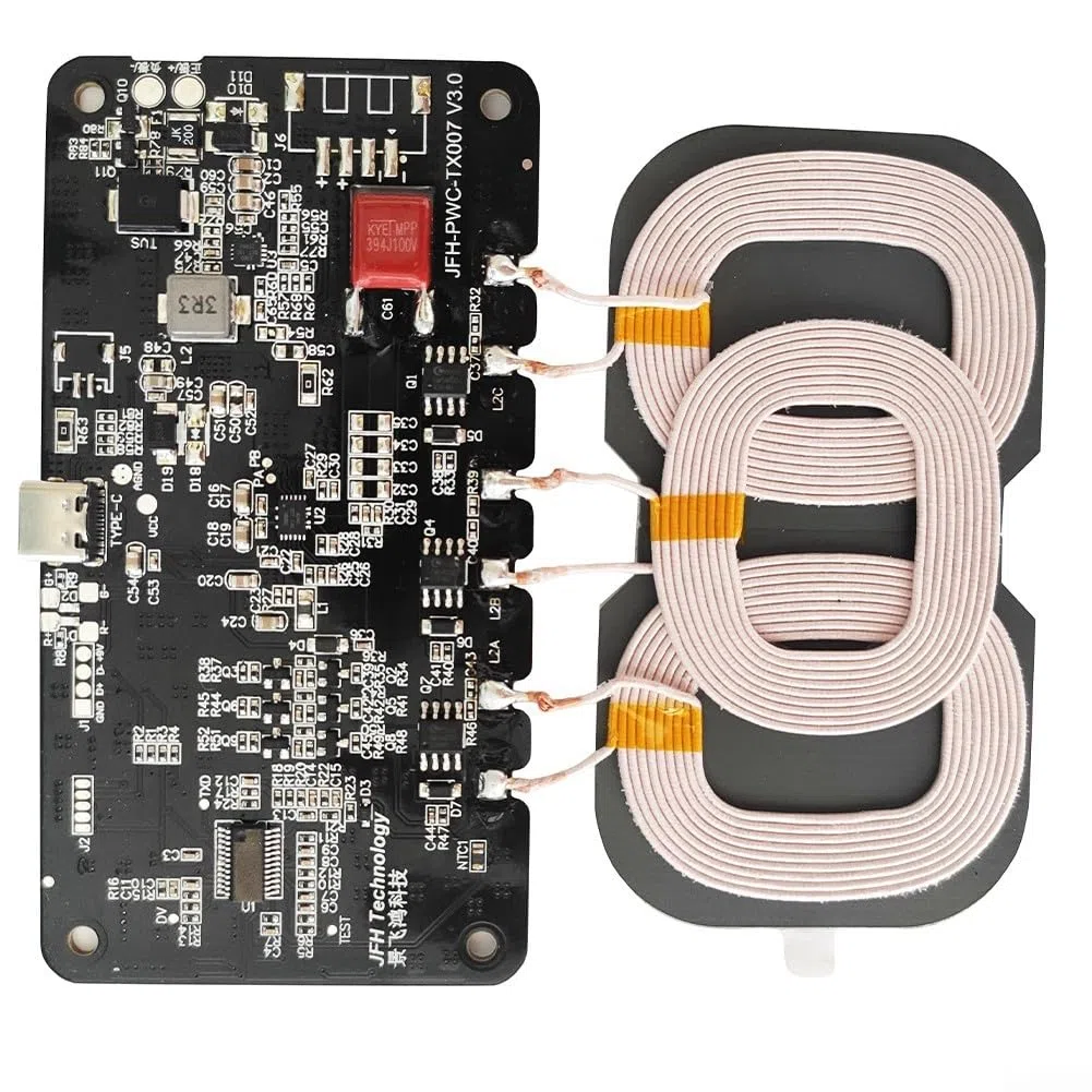 TypeC Wireless Charging Transmitter Module Circuit Board with 3 Coils for 12V and 24V Applications (20w)