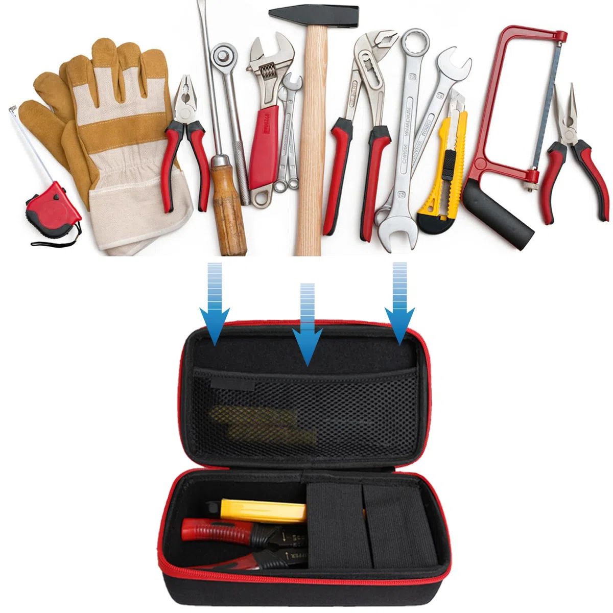 GAESHOW Werkzeugtasche Schwarz EVA Hartschale Wasserdicht Mutispandex Hardware Werkzeug Aufbewahrungsbox Hardware Werkzeug Zubehör Tragbare Werkzeugaufbewahrungskoffer (A)