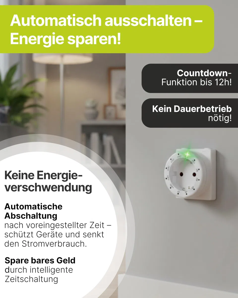 SCHWAIGER Steckdosen-Timer I Steckdosenadapter mit Zeitschaltuhr zur automatischen Abschaltung I mit 12 Zeitstufen I Countdown Zwischenstecker für Haushaltssteckdosen I Zeitschalter-Steckdose