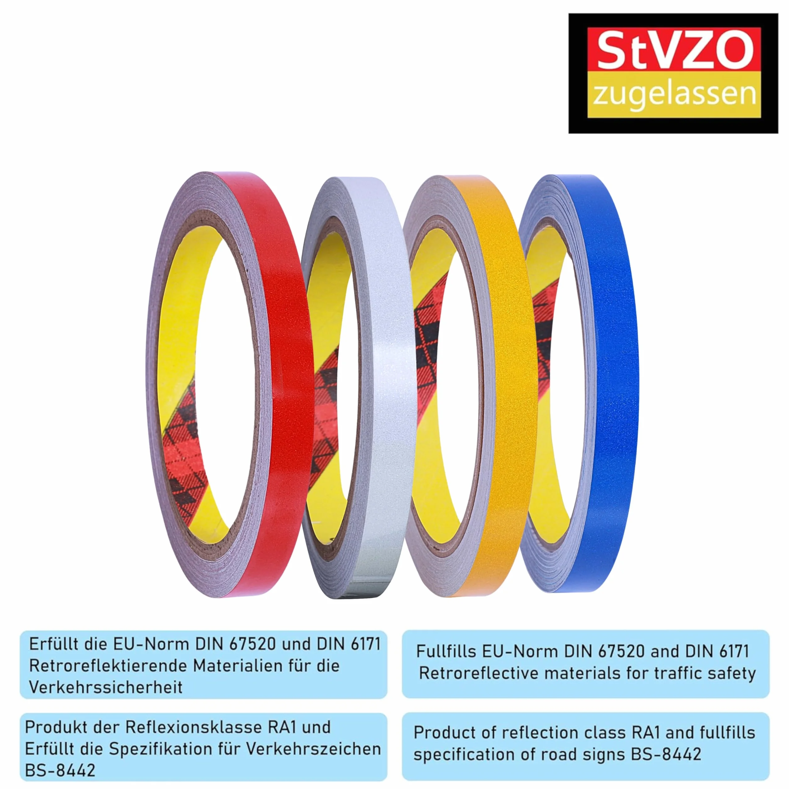 610C Reflektorband Reflektorfolie reflektierendes Klebeband Sicherheitswarnband Wasserdicht Reflexfolie (Silver, 20mm x 10meter)