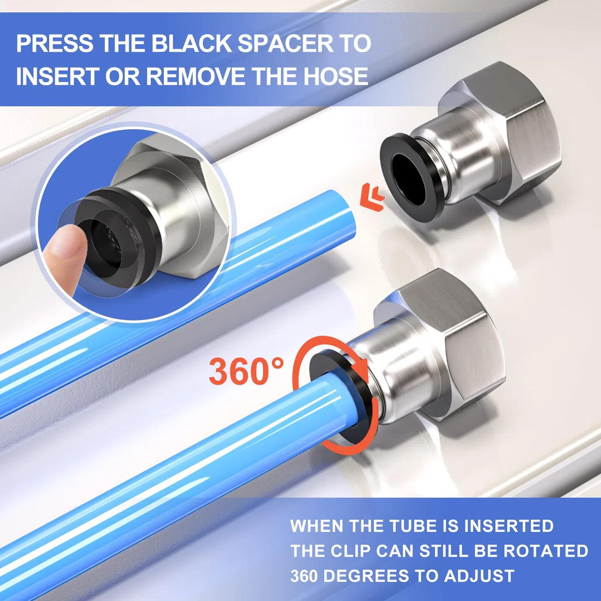 Bwintech 10 Stück 8mm Schlauch-AD x 1/2" BSP-Innengewinde, gerade, zum Einstecken, Pneumatik-Adapter, PCF8-04 Schnellverschluss für Luftleitungen
