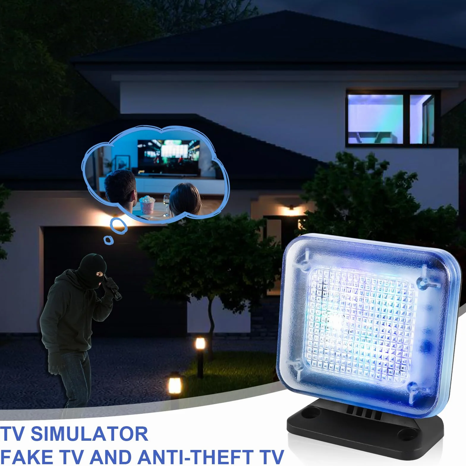 GOMETY TV Simulator mit 12 LEDs und 3 wählbaren Programmen, Dummy TV Fernsehsimulatorenergieeffizient Fernseh-Atrappe mit Zeitschaltuhr,Komplett mit Netzadapter,zum Einsatz als Einbruchschutz