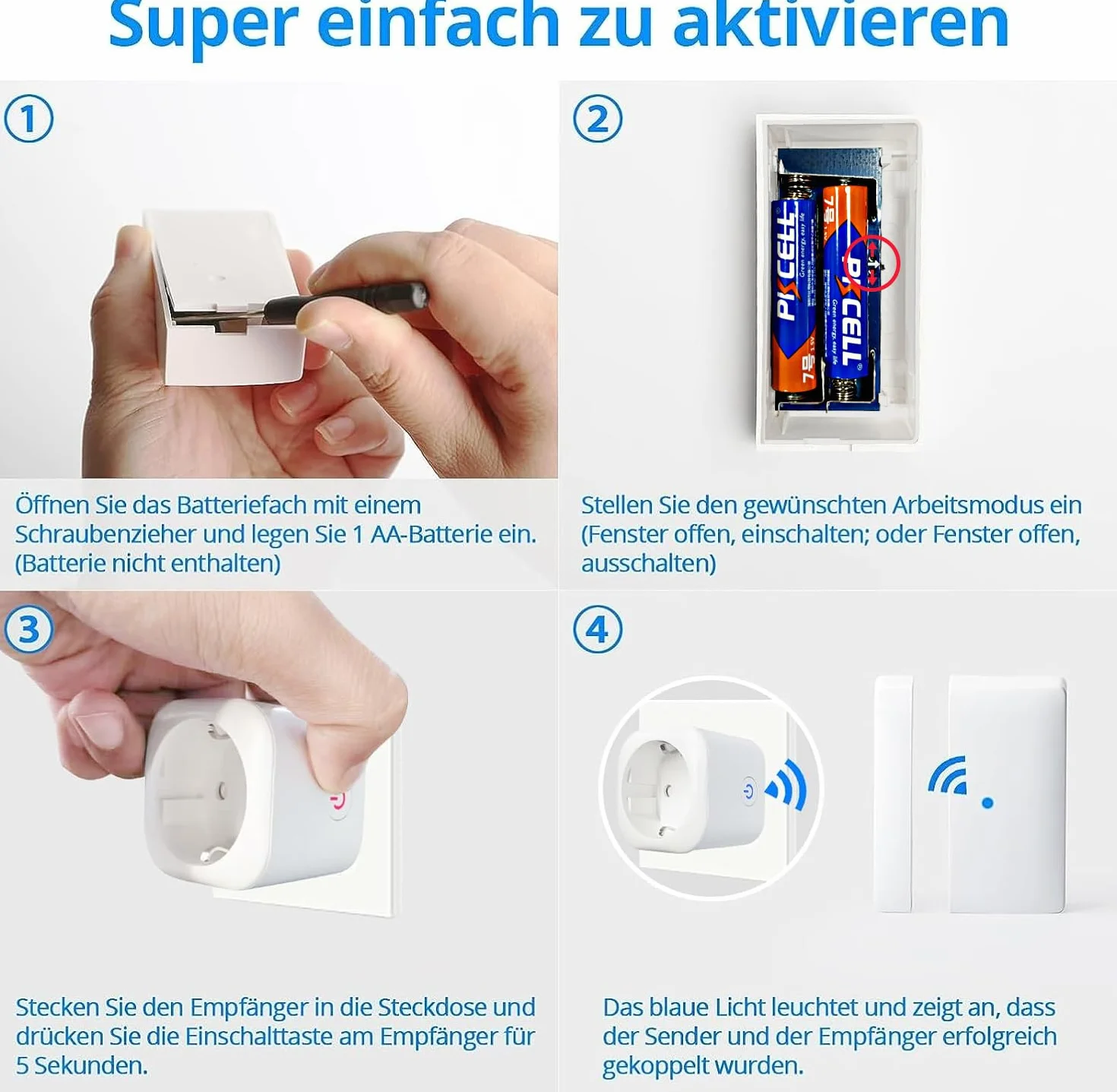 Fensterkontaktschalter für Dunstabzugshaube, Funk Abluftsteuerung, Fensterschalter, Fenster Kontaktschalter für Kamin