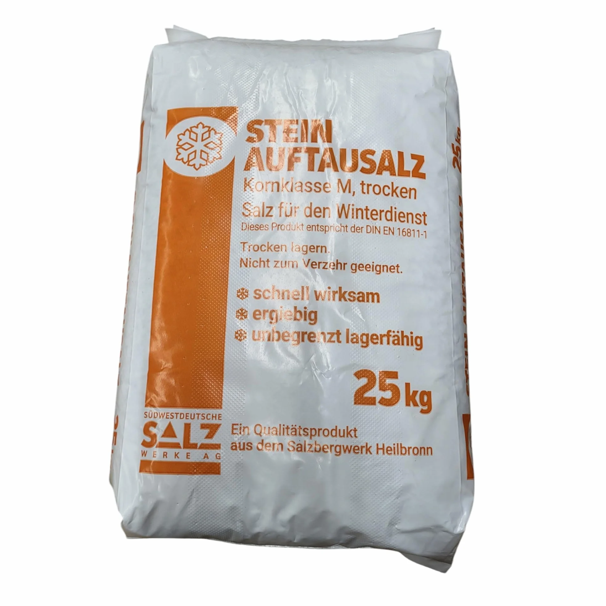 Steinauftausalz, Streusalz, Tausalz im 25kg PE-Sack, bụndesweit frei Haus.