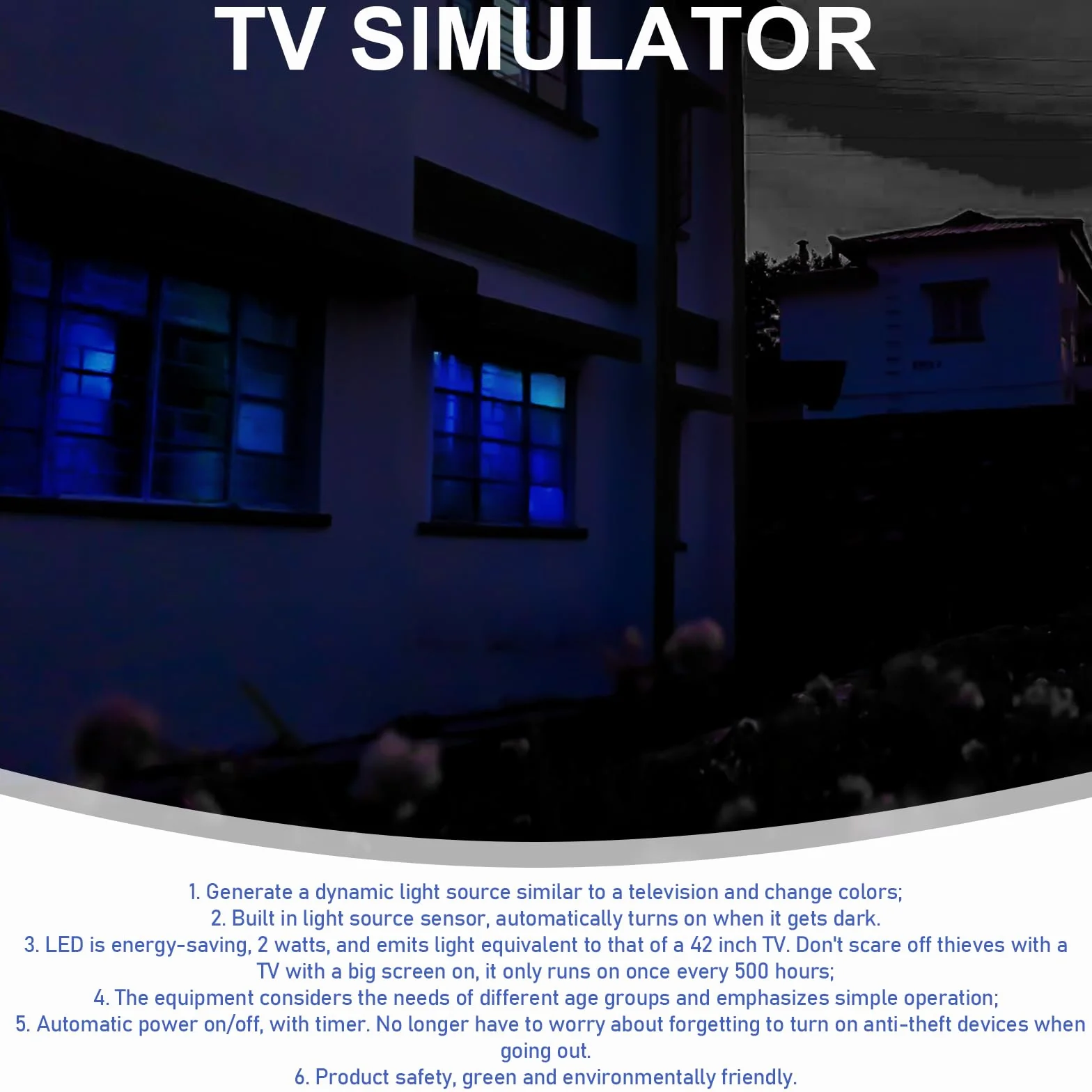 GOMETY TV Simulator LED Fernsehsimulator mit 24 LEDs und 3 Programmen Fernseh Atrappe Fake TV Lichtsimulation zum Einsatz als Einbruchschutz Energieeffizient mit Zeitschaltuhr