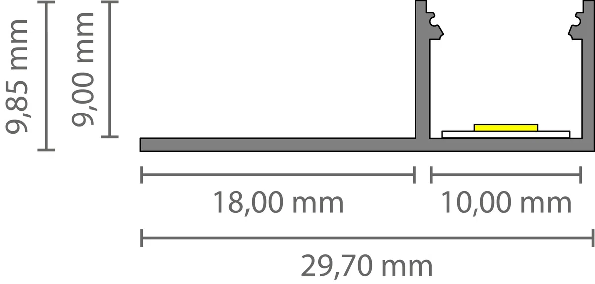 Fliesenprofil F0 Aluminium eloxiert – 2m LED Profil für Fliesen – Abschlussprofil für Badezimmer, – inkl.Abdeckung – LED Streifen bis 16mm (F0 mit opale abd.)