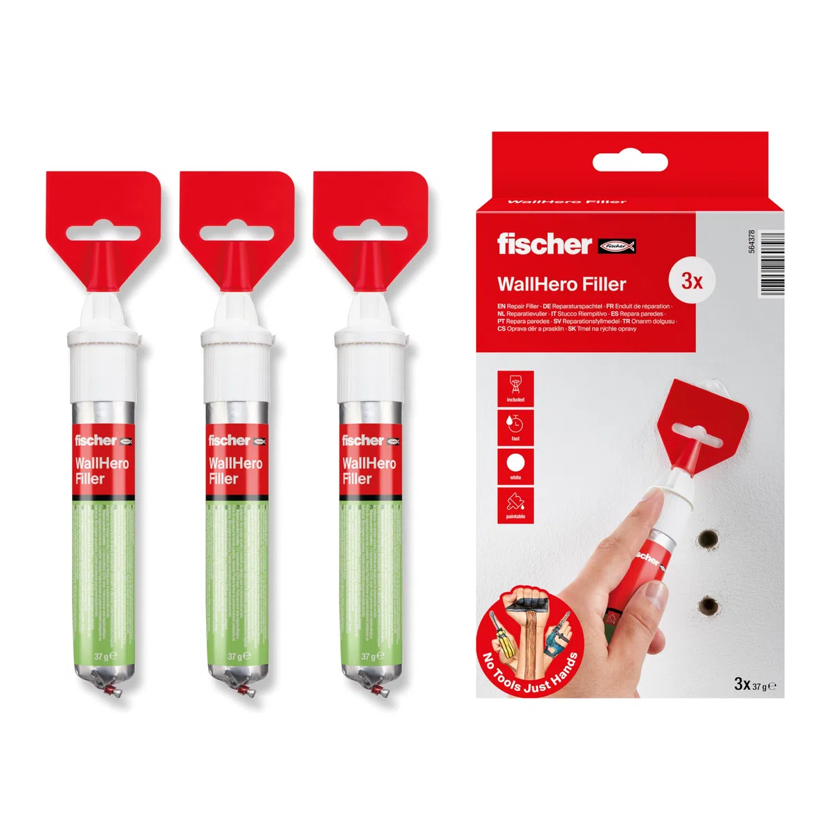 fischer Spachtelmasse GOW Reparaturspachtel Multipack, 70ml