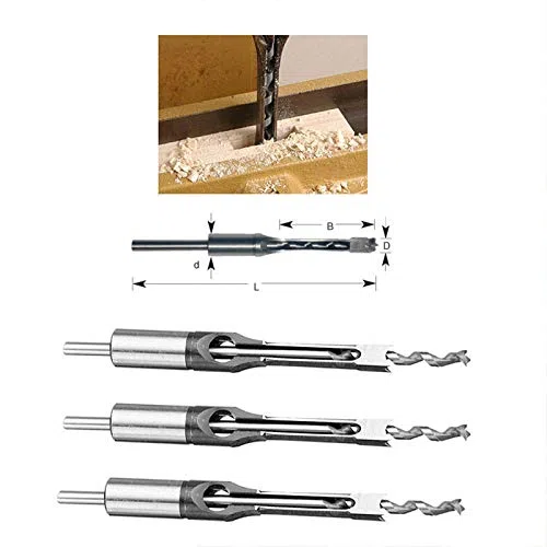 WSSCQ Holzbearbeitungs-Vierkantbohrer, 6 bis 30 mm Vierkantbohrer, Bohrkern, Vierkantbohrsägebohrer Meißel Holzbearbeitungswerkzeug, Lochbohrwerkzeug (A15mm)