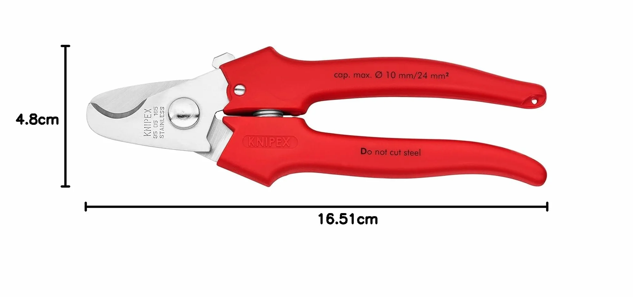 KNIPEX Kabelschere Griffe mit Kunststoff umspritzt mit Kunststoff umspritzt 165 mm, 95 05 165