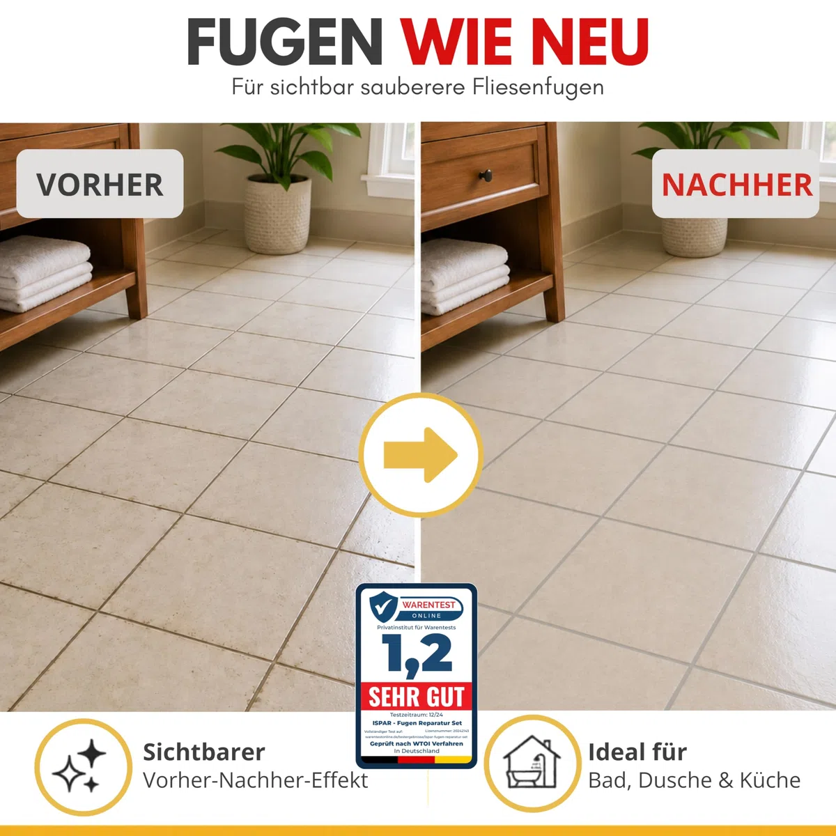 ISPAR Fugenmörtel Grau 250g - Fertige Fugenmasse für Fliesenfugen mit Spachtel - Fugenfarbe für Fugenreparatur im Bad & Küche – Geruchsneutral & Praktisch