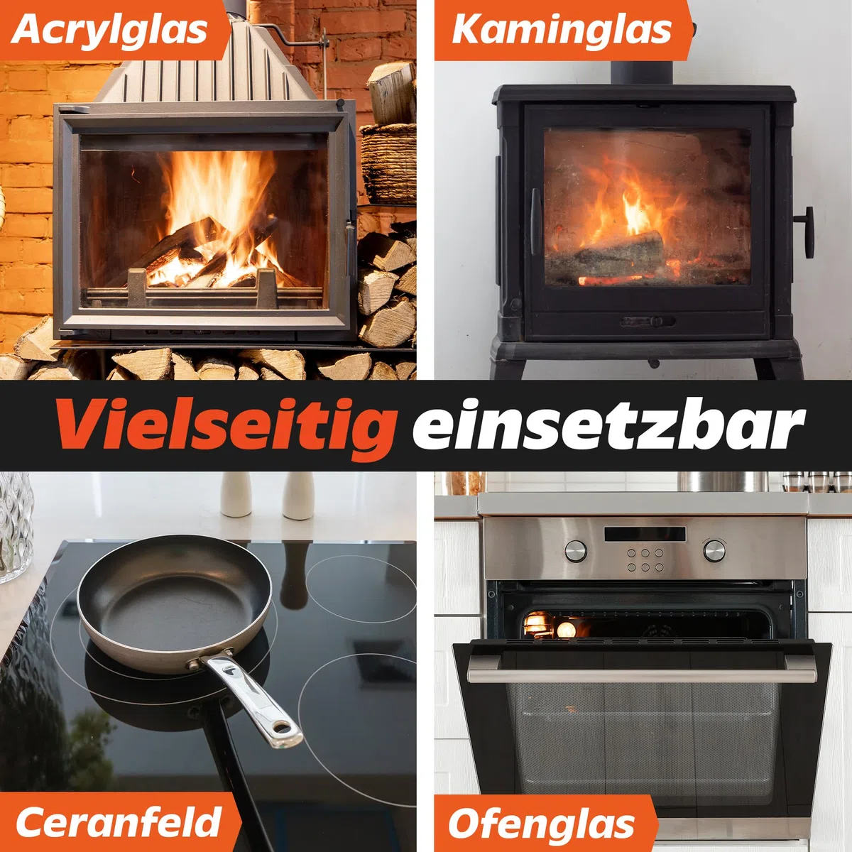 Kaminscheibenreiniger 550ml extra stark - Kaminglasreiniger gegen hartnäckigen Ruß an Ofenscheiben - Kaminreiniger zum Reinigen verrußter Kaminscheiben & Ofenglas