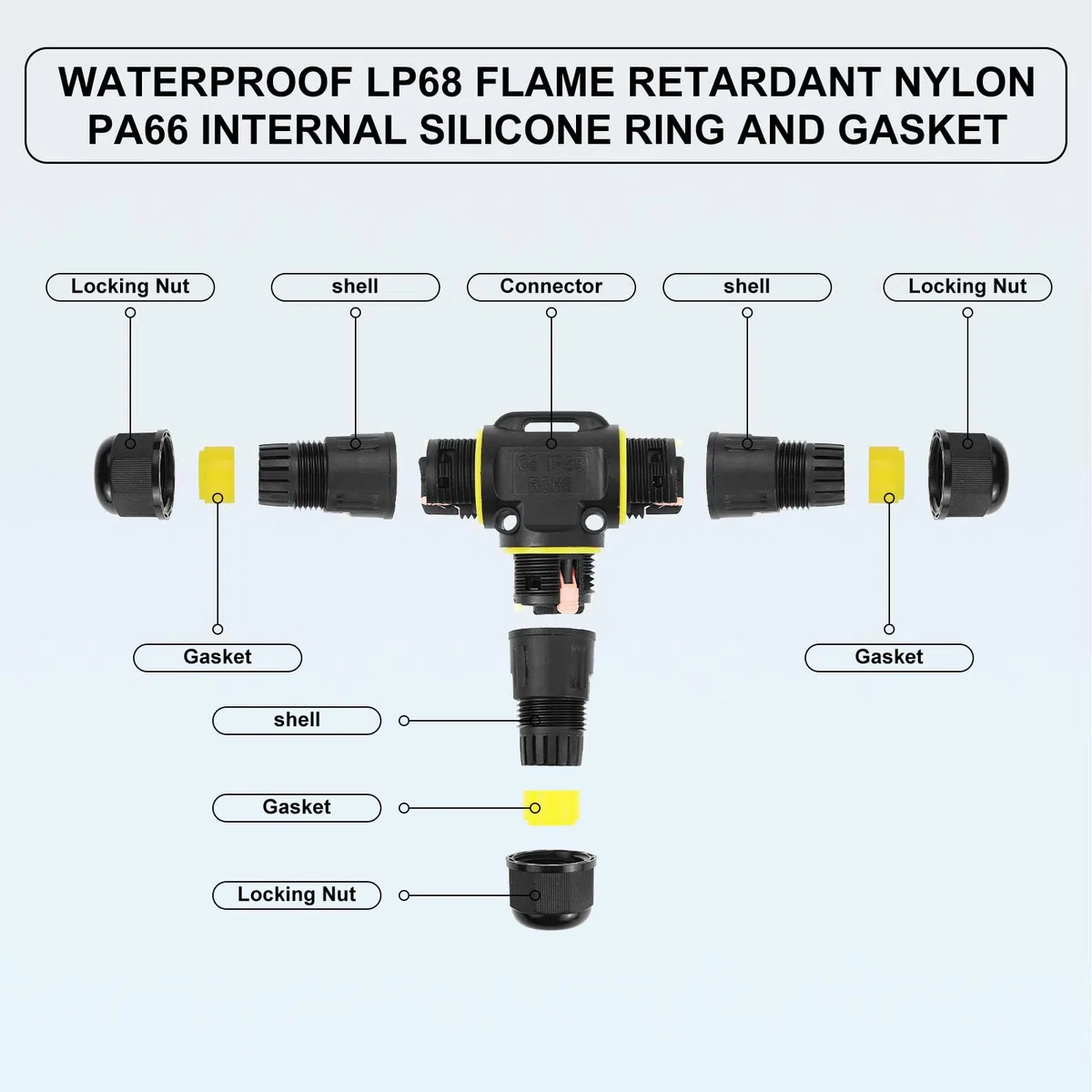 Kabelverbinder Wasserdicht 3 Polig 4 Stück IP68 Wasserdicht für Ø3-12 mm Kabeldurchmesser Outdoor