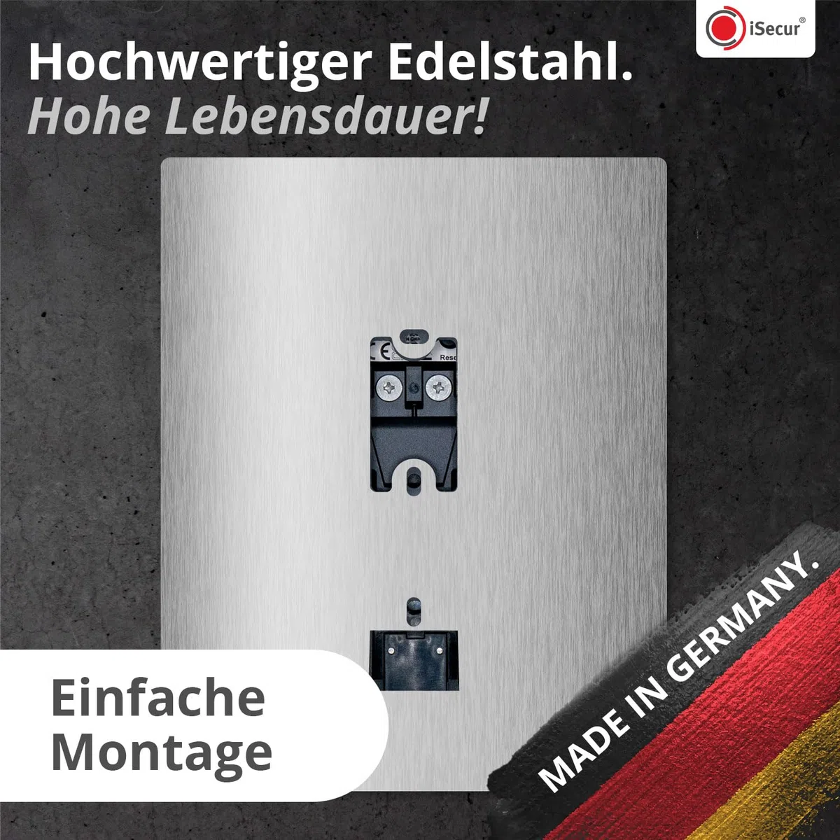 iSecur Blende passend für Blink Akku-Videotürklingel aus Edelstahl I Video-Doorbell I Klingelschild I 140 x 175 mm I Türstation Platte für Klingel I az186