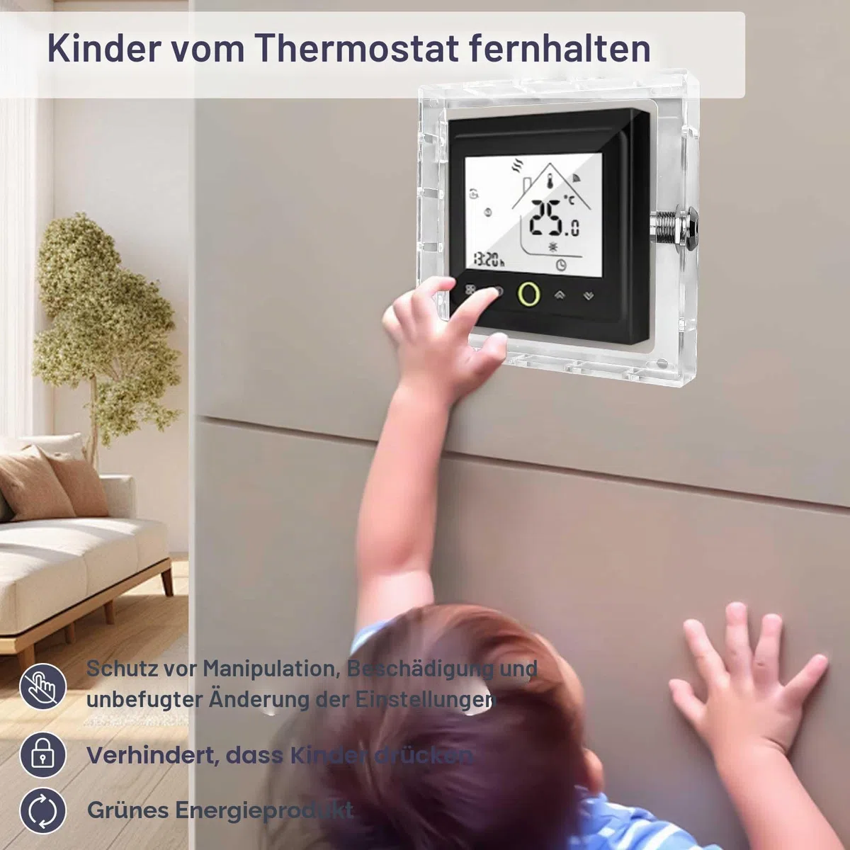 Thermostatschutz, Thermostat Guard mit Schlüssel, 12 * 14.3 * 4.5cm Thermostat Schließkasten Transparenter Thermostat Abdeckung, Acryl Thermostat Schloss, Passend Für Zuhause, Schlafzimmer (1 Stück)