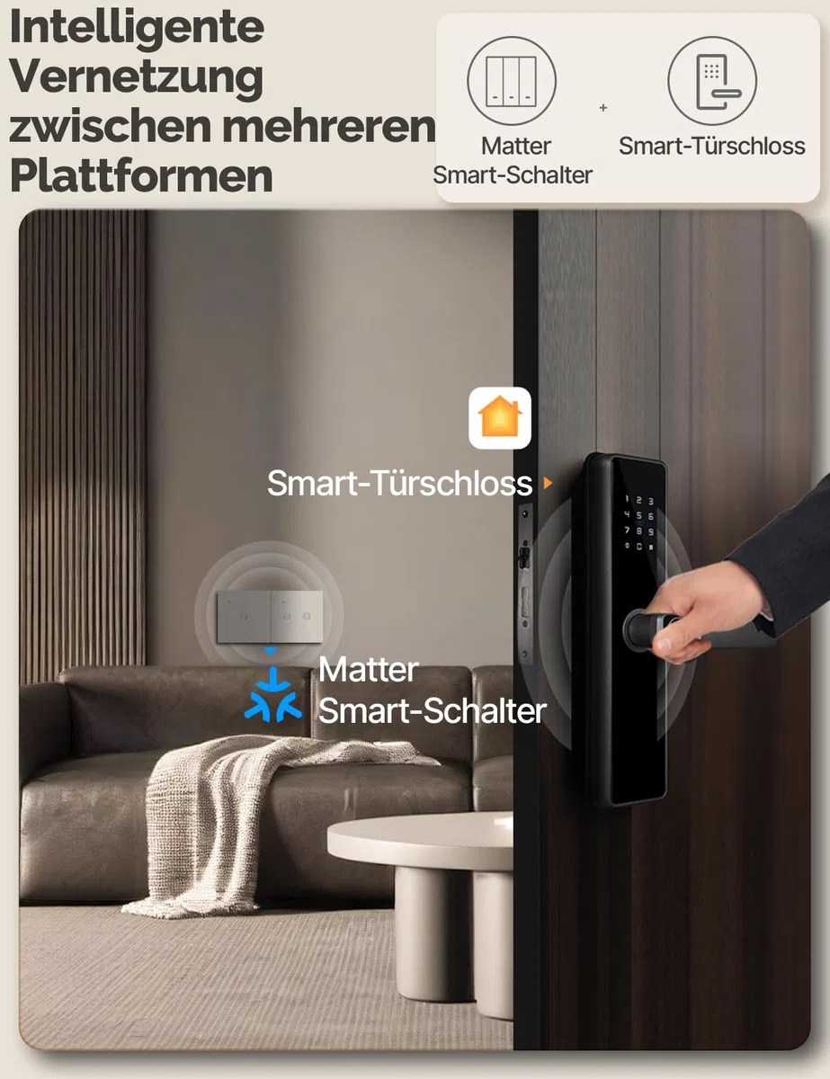 MOES Matter WLAN Lichtschalter, 1-Fach 1-Weg Touch Unterputzschalter mit konkavem Glasdesign & Ausschalt-Speicher, Kompatibel mit Apple Home/Alexa/Google Home/SmartThings, Neutralleiter erforderlich