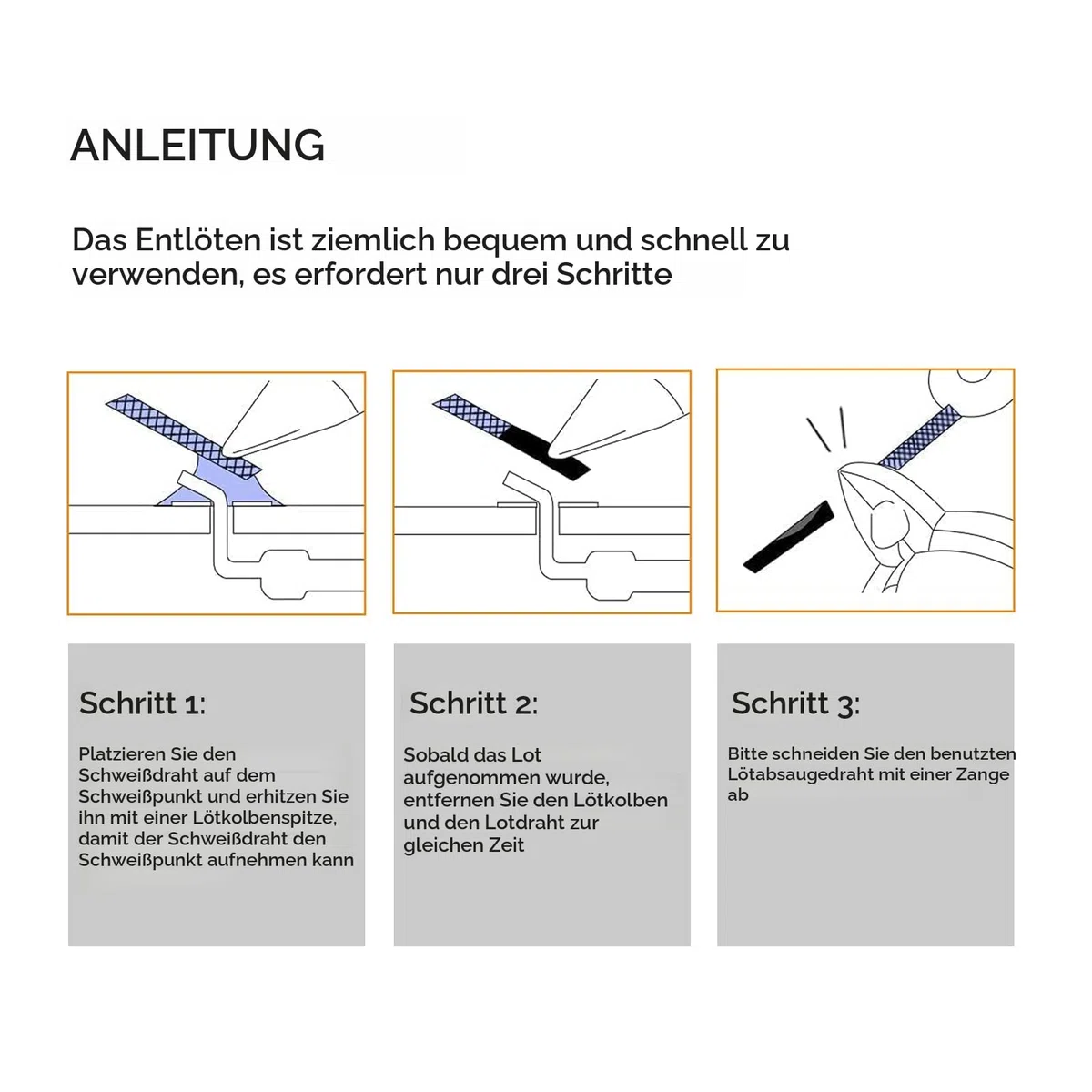 TOWOT Lötdocht, Entlötlitze, Flussmittel-Docht und Entlötlitzen - Effiziente und professionelle Lösung zum Entfernen von Lötzinn