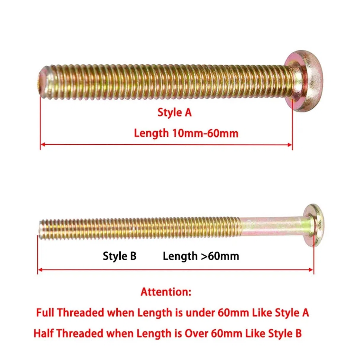 5–30 Stück M6 M8 Möbelschrauben, Innensechskant, Flachkopf, Sechskant, Eisen, verzinktes Holz, Gewindebolzen for Betten, Tisch, Stühle, 30 mm, 60 mm(120mm (5Pcs),M8)