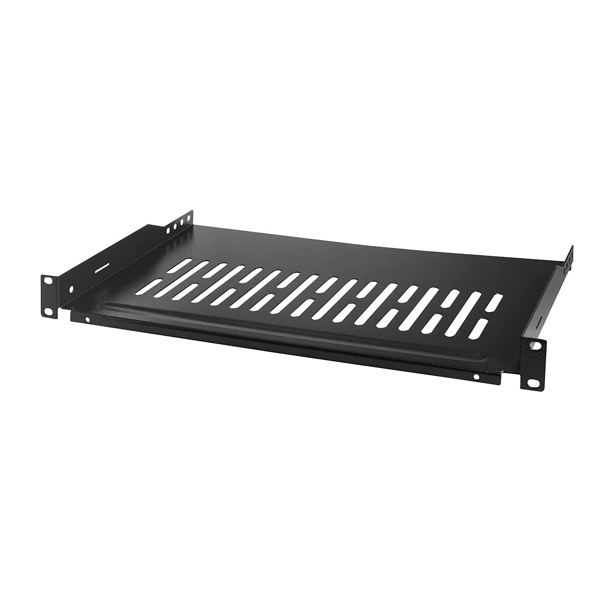 LogiLink SF1C35B - 19" Einschubfach (1 HE) für Stand-, Serverschränke mit Mind. 350mm Tiefe, max. 10kg Tragkraft, Schwarz