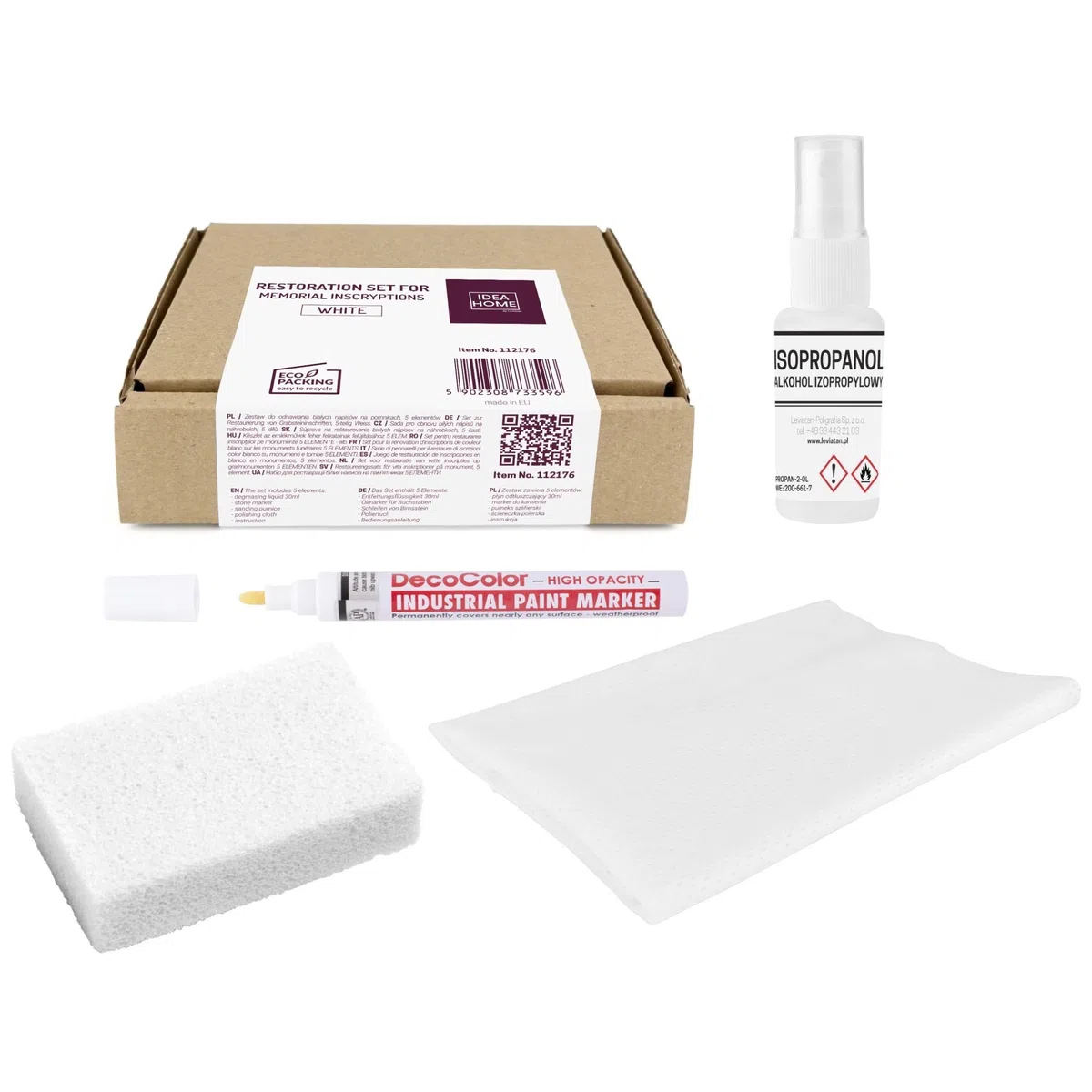 IDEA HOME ETERNA Set zur Restaurierung von Inschriften auf Grabsteinen, Grabstein-Restaurierungsset, Inschriften-Restaurierung, Grabstein-Instandsetzung, Grabstein-Inscription-Erneuerung, Weiss