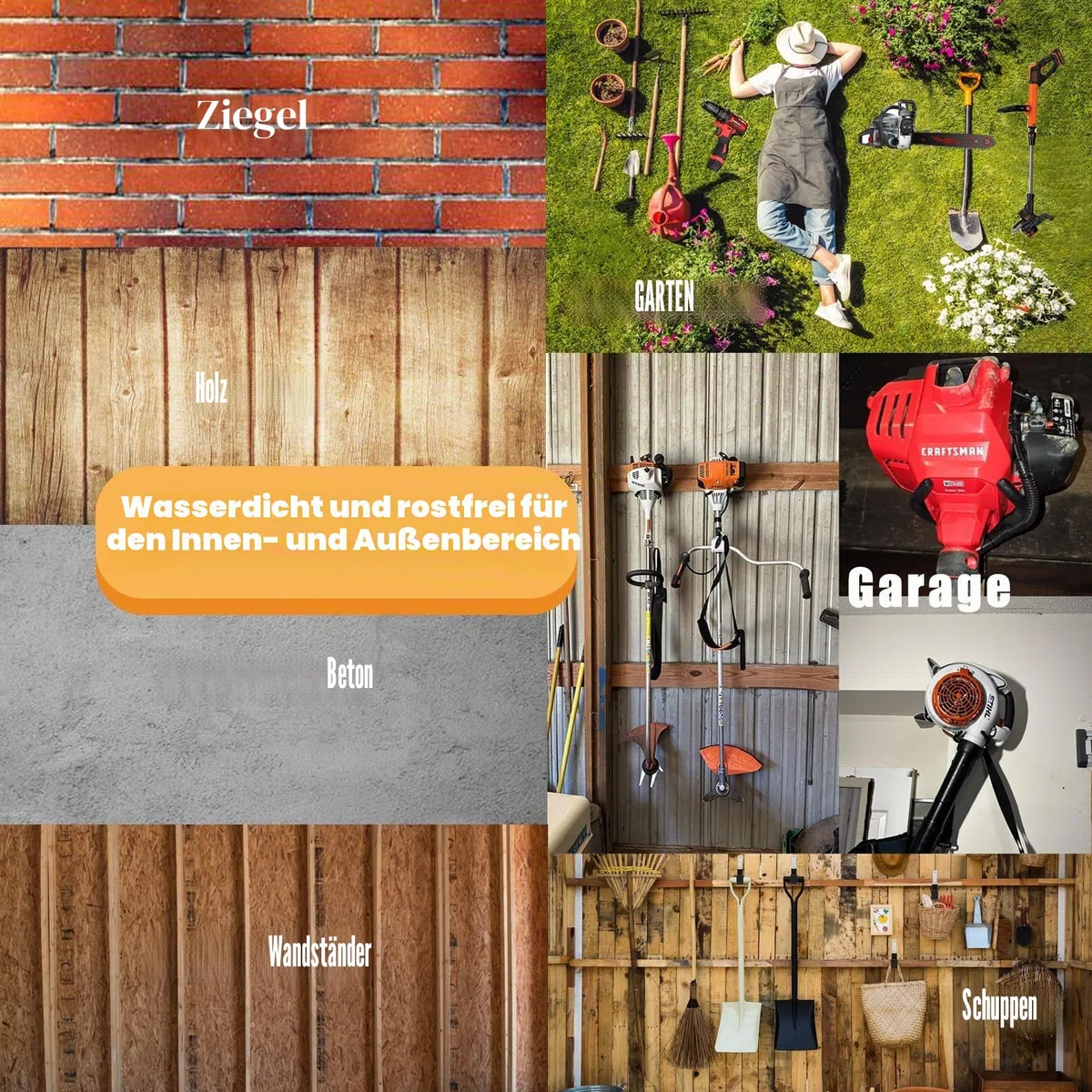 Weedeater Aufhänger, Rasentrimmer-Aufhänger, Unkrautfresser-Regal, Garagen-Wandhaken, Elektrowerkzeug-Halter für Garagenwand, Allzweckhaken für Garagenwerkzeug, Organizer und Aufbewahrung