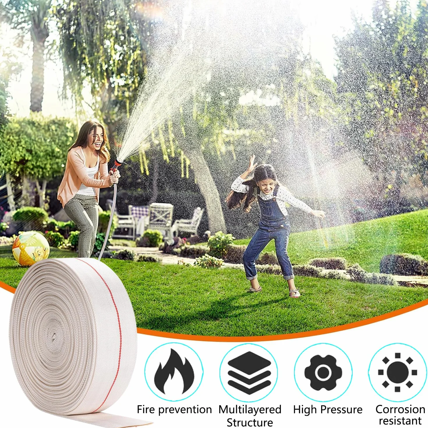 Gewebeschlauch 1 1/4 Zoll Flachschlauch 32mm 10m Gewebeschlauchset Zubehör Für Tauchpumpen Oder Schmutzwasserpumpen (32mm, 10)