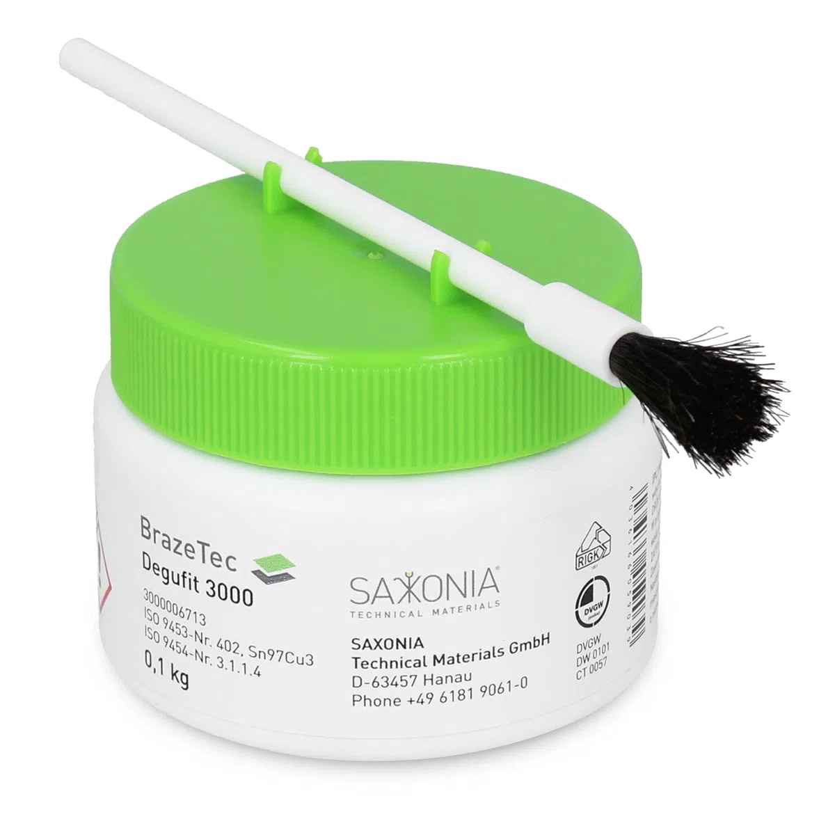 Flussmittel Lötpaste Degufit 3000 Weichlötpaste 100g mit Bürste für die Trinkwasserinstallation mit Kupferrohren | Flussmittelpaste Lötflussmittel Fittingslötpaste Solder Paste Lötfitting Löten DVGW