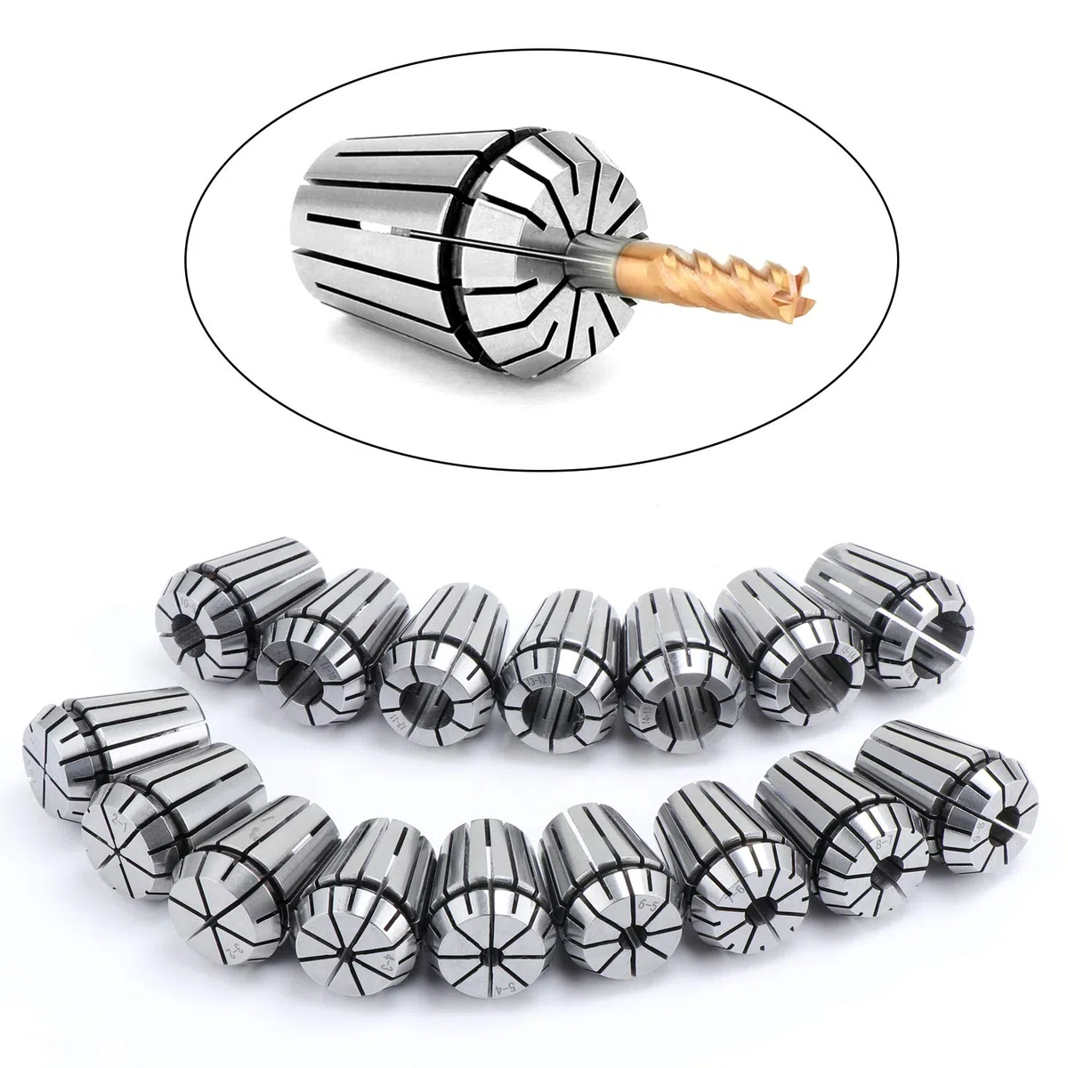 Hseamall ER25 Klemmhülsen-Set, ER25 Spannzange, 1 - 7 mm Halterung, ER11 Federspannzangen-Set für CNC-Arbeiten, Gravier- und Fräswerkzeug, 16 Stück
