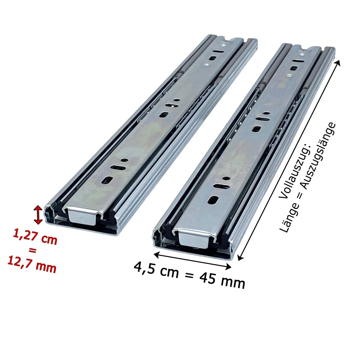 BRESKO 1 Paar (2 Stk.) Schubladenschienen 30-70 cm Vollauszug mit und ohne SoftClose Selbsteinzug Kugelführung (45cm mit SoftClose)