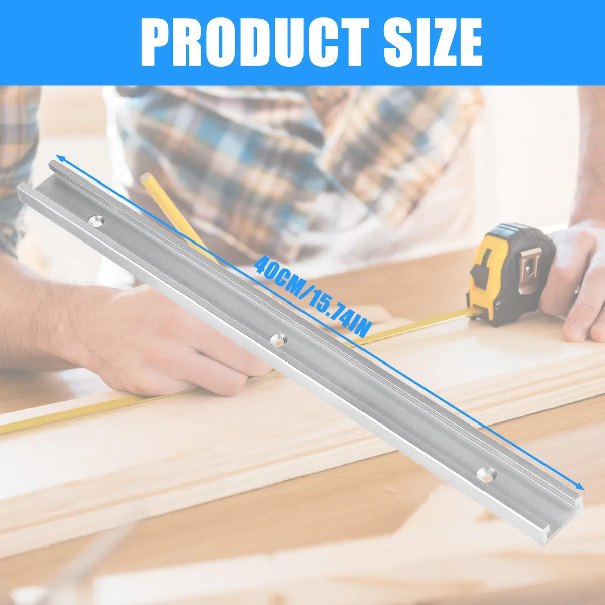 2 Stück 400mm T Nut Schiene aus Aluminiumlegierung, T-Track Gleitschiene mit Schrauben, T Nut Gleitschiene Gehrungsschiene Set für Holzbearbeitung, Enthält 2 M8 Griff 2 M6 und 2 M8 Gleitblock