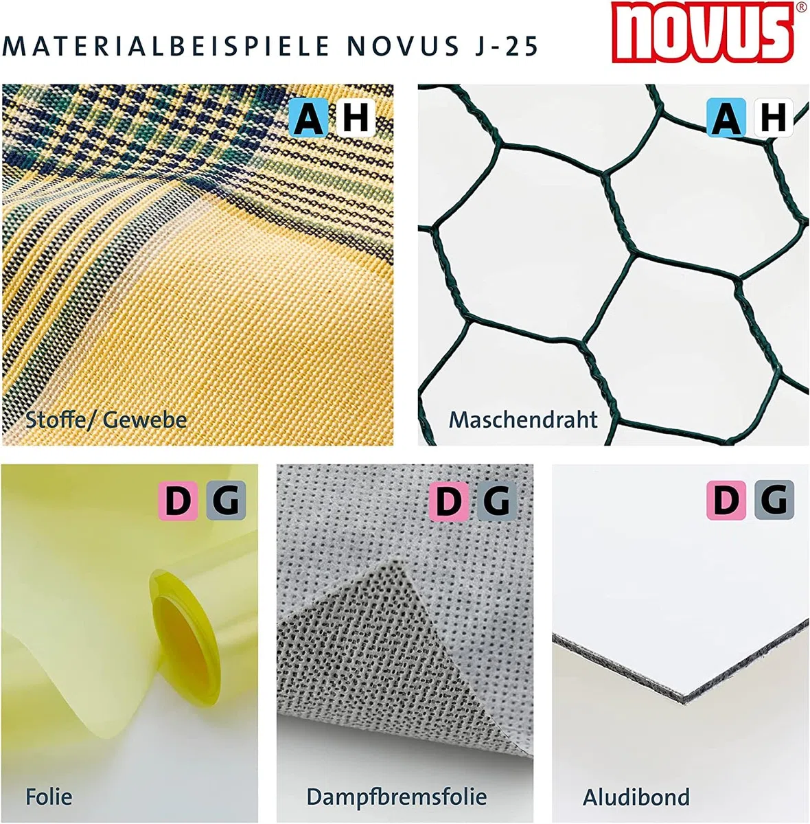 Novus Handtacker J-25, kleiner Profi-Tacker, Metall, Unterlademechanik, Sicherheitsentriegelung, für 4-10 mm Klammern