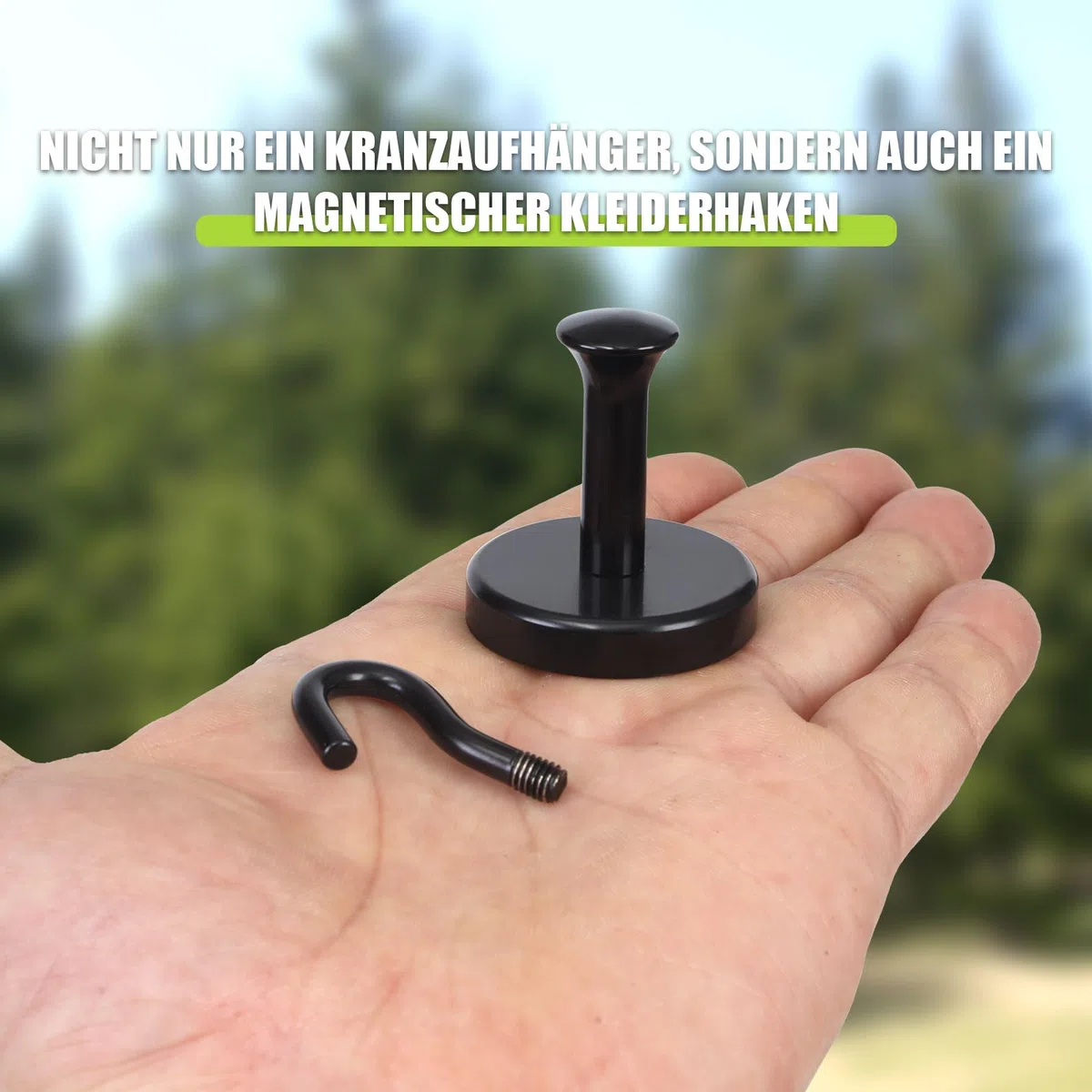 Neosmuk Magnetischer Kleiderhaken,77kg starke, Extra Schwere Magnet-Haken, Magnetischer Kranzaufhänger/-Halter für Metalldtüren, Handtasche, Handtuch, Strumpf, Kreuzfahrtkajüte, Schwarz, 6er-Pack