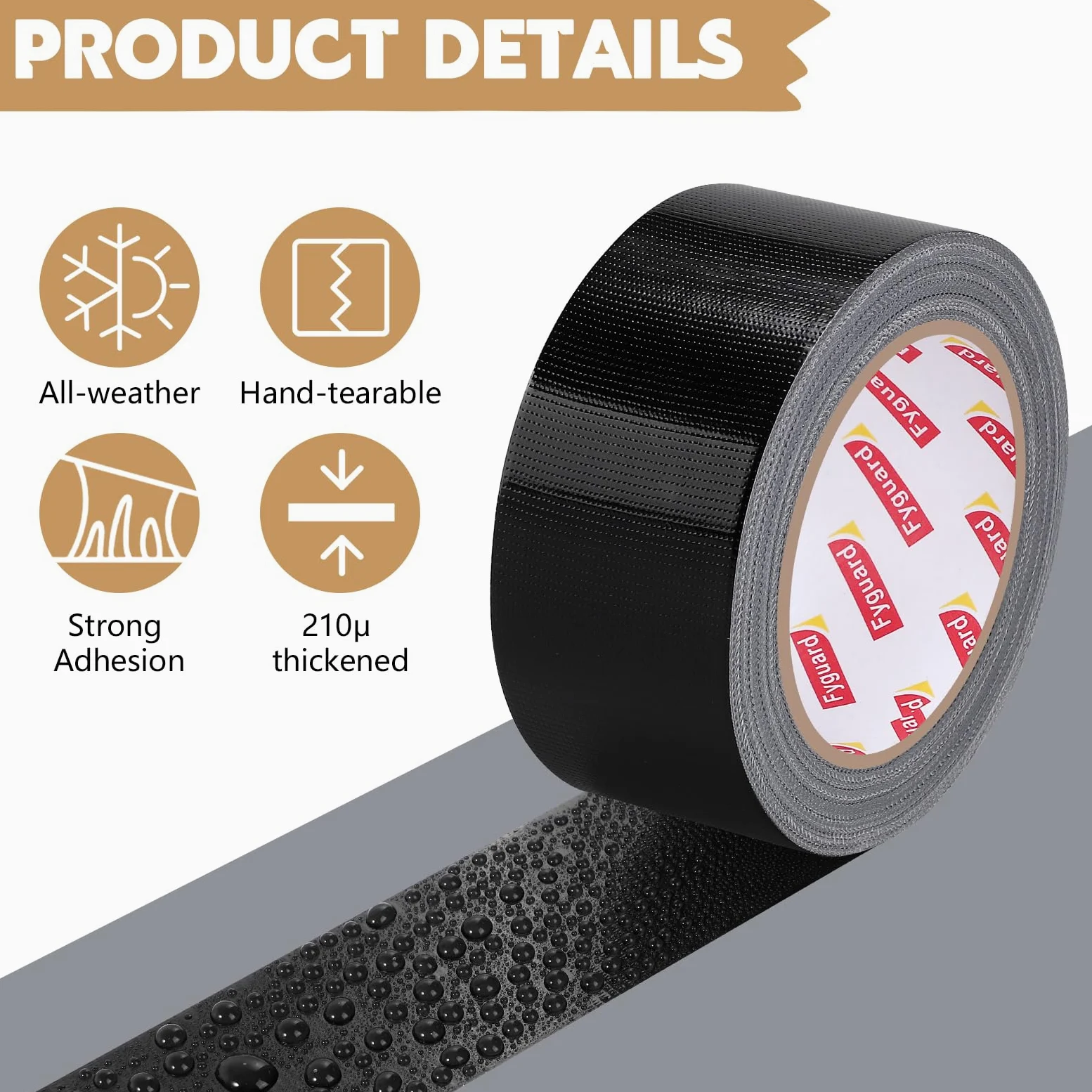 3 Rollen Panzertape Schwarz, 48mm x 28m Schwarzes Gafferband 210μ Wasserdichtes Panzerband Rückstandsfrei für Verschiedene Oberflächen, Reparatur Befestigung Verstärkung (84m insgesamt)