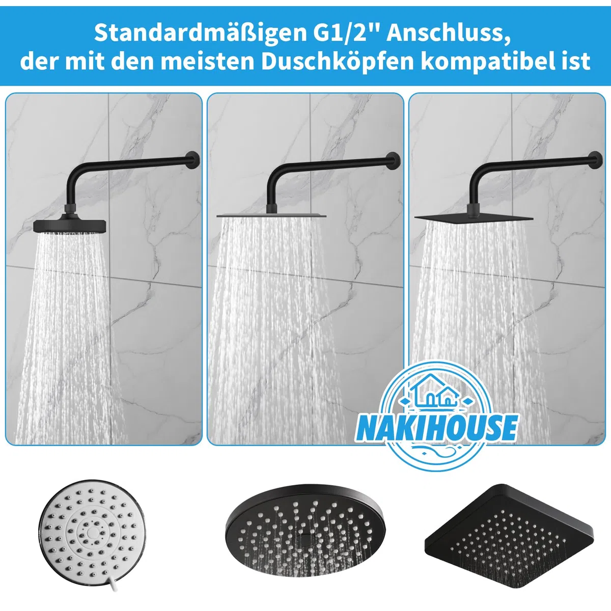 Brausearm, 40cm Edelstahl ‌Rund Wandarm Duscharm für Regenduschkopf Wandmontage (Nein Enthalten Duschkopf), Schwarz Duscharm
