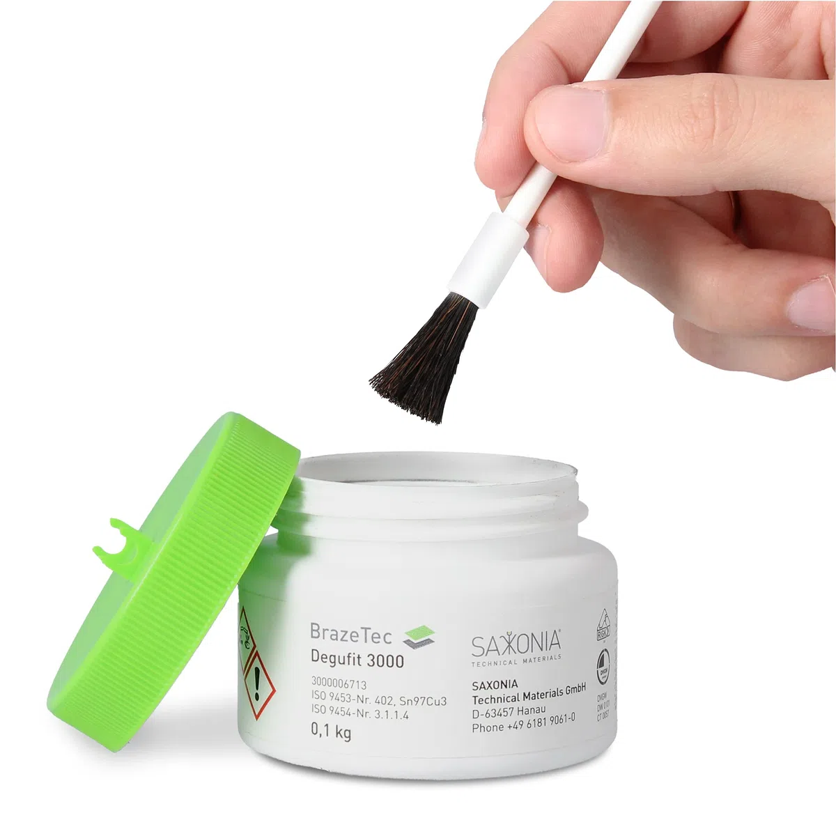Flussmittel Lötpaste Degufit 3000 Weichlötpaste 100g mit Bürste für die Trinkwasserinstallation mit Kupferrohren | Flussmittelpaste Lötflussmittel Fittingslötpaste Solder Paste Lötfitting Löten DVGW