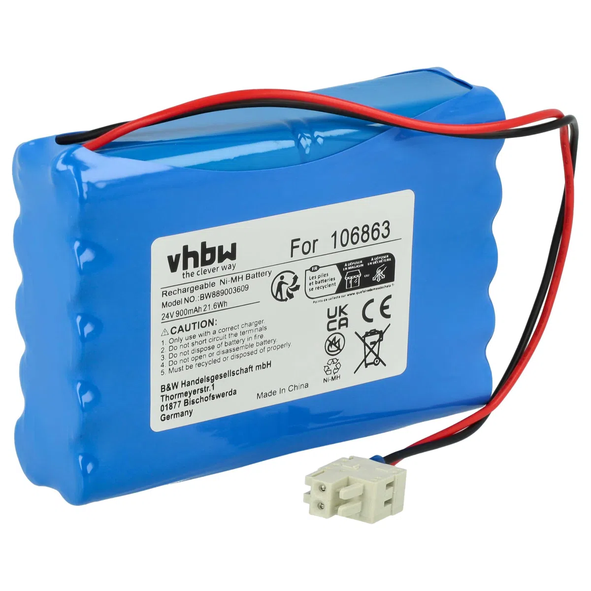 vhbw Akku Ersatz für Geze 25020, 106863, 20KR15/48, 80100404, 4894128192794, 51526 für elektrische Schiebetür (0,9 Ah, 24 V, NiMH)