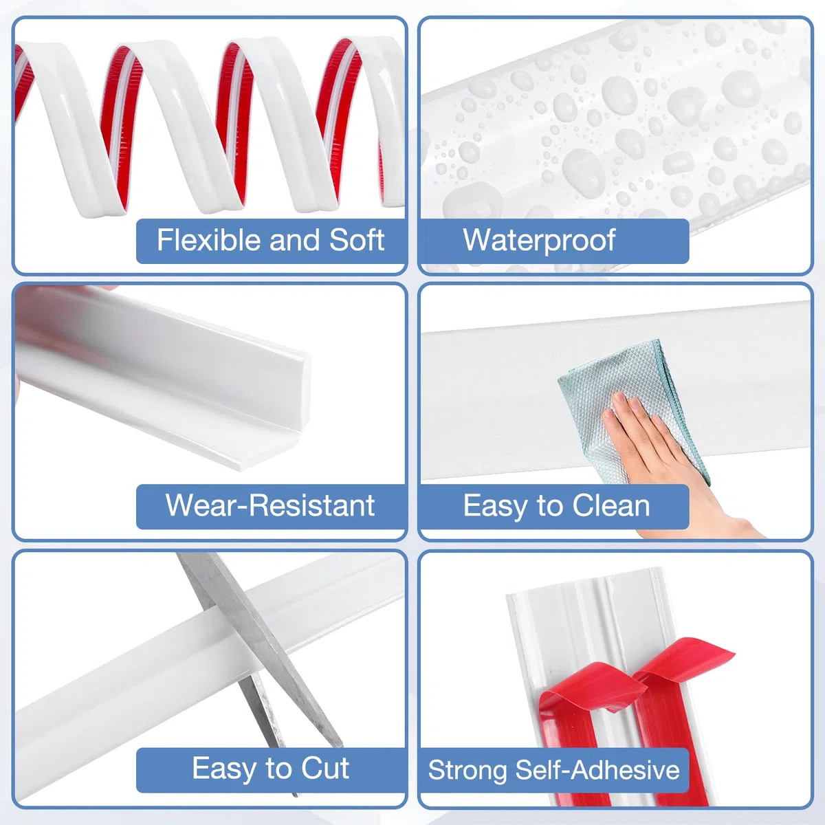 Winkelprofil Selbstklebend 6m Zierleisten Selbstklebend Weichsockelleiste Flexible Geeignet für Fenster, Tische und Wandecken zum Schutz und Dekoration