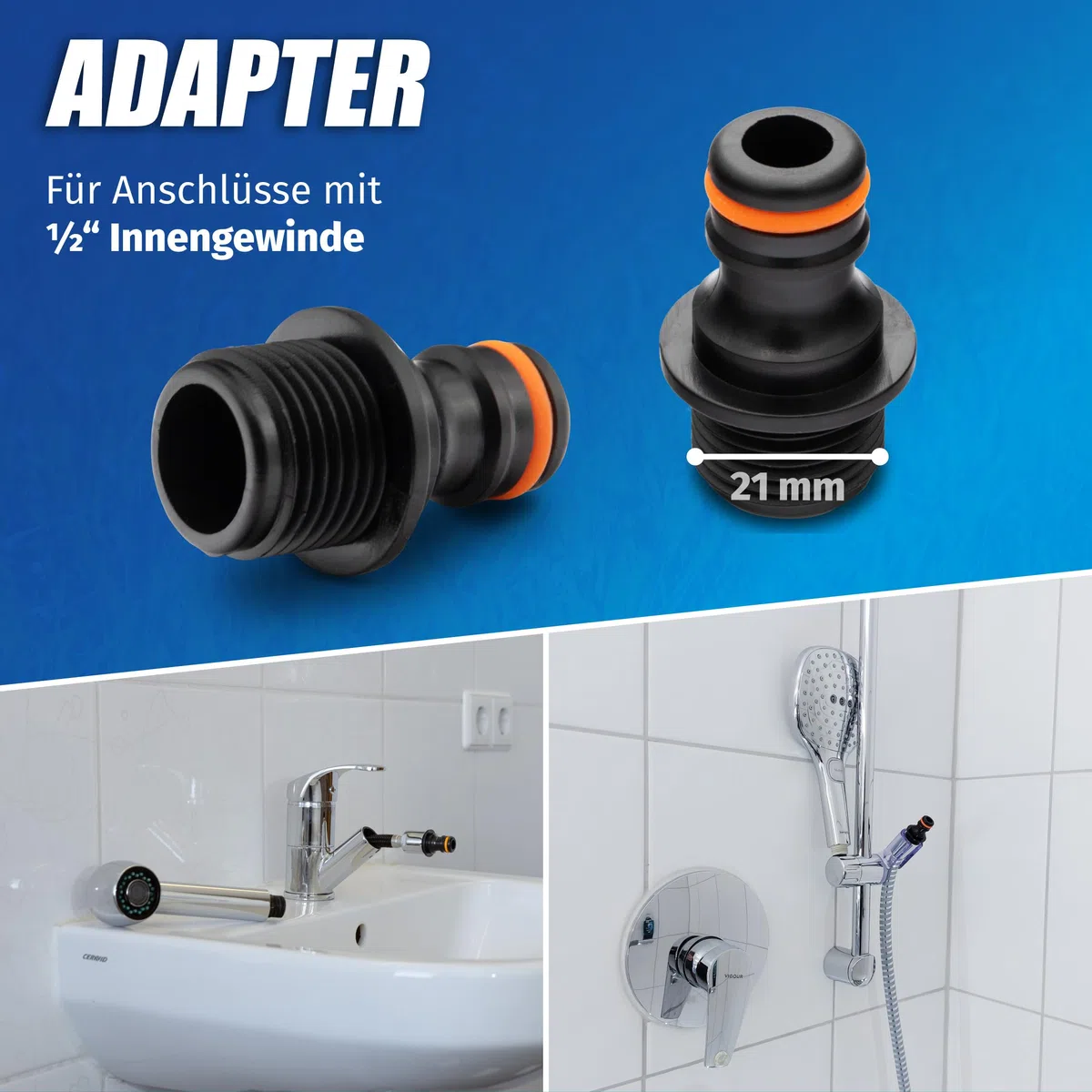 MaJoCompTec® ALLCONNECT universal Wasserhahn Anschluss Set | verstellbarer Wasser Hahnanschluss für Aussenhahn ohne Gewinde | Wohnmobil Caravan Boot Adapter Set (Wasserdieb-Set)