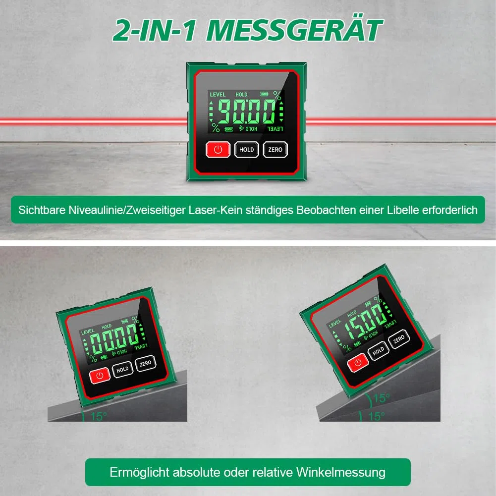 SOARFLY Digitaler Winkelmesser Neigungsmesser mit LCD Display, IP54 Wasserdicht, 0,1° Genauigkeit, 4 seitiger Magnet, Digitale Wasserwaage Winkelmesser Digital für Holzarbeiten, Bau Heimwerker