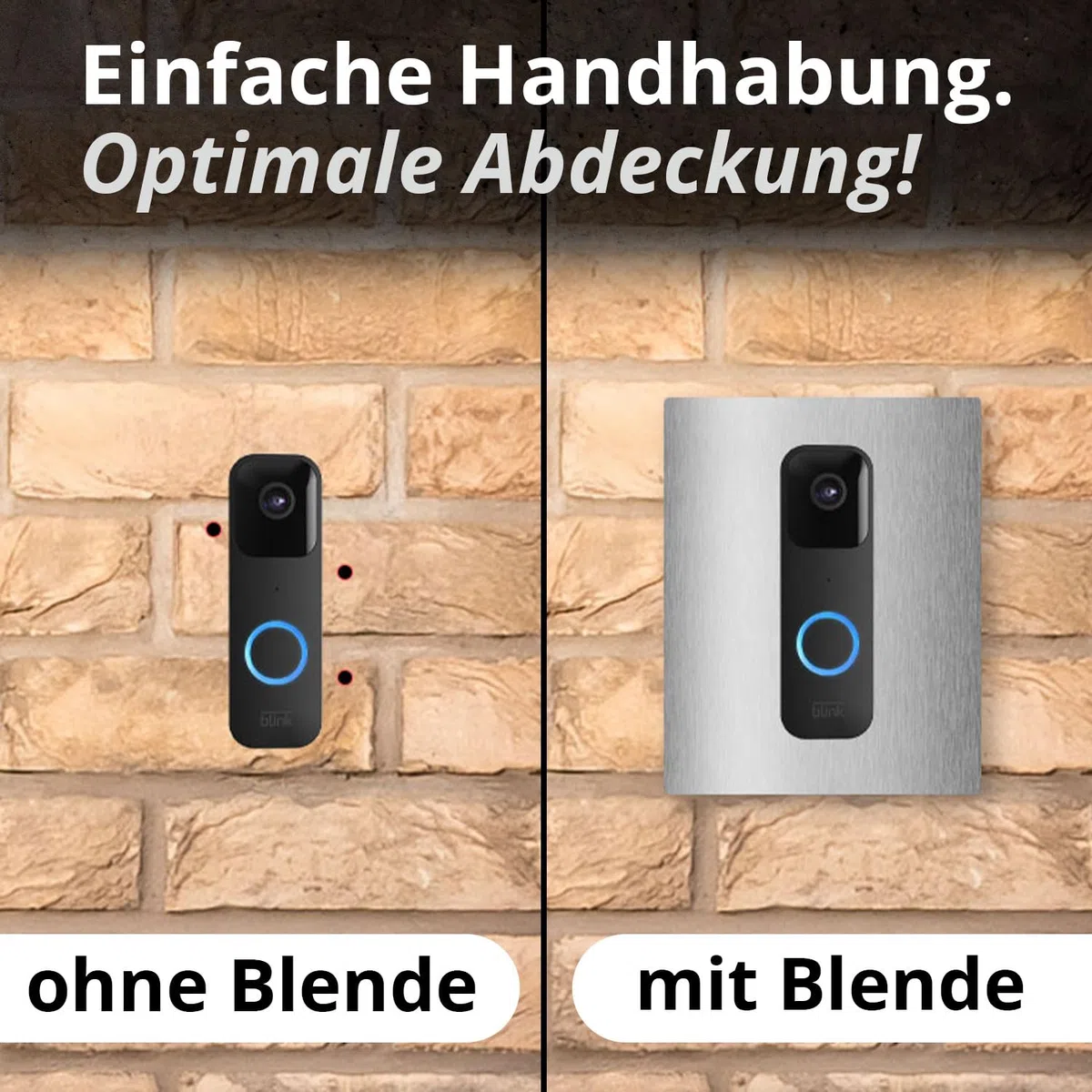 iSecur Blende passend für Blink Akku-Videotürklingel aus Edelstahl I Video-Doorbell I Klingelschild I 140 x 175 mm I Türstation Platte für Klingel I az186