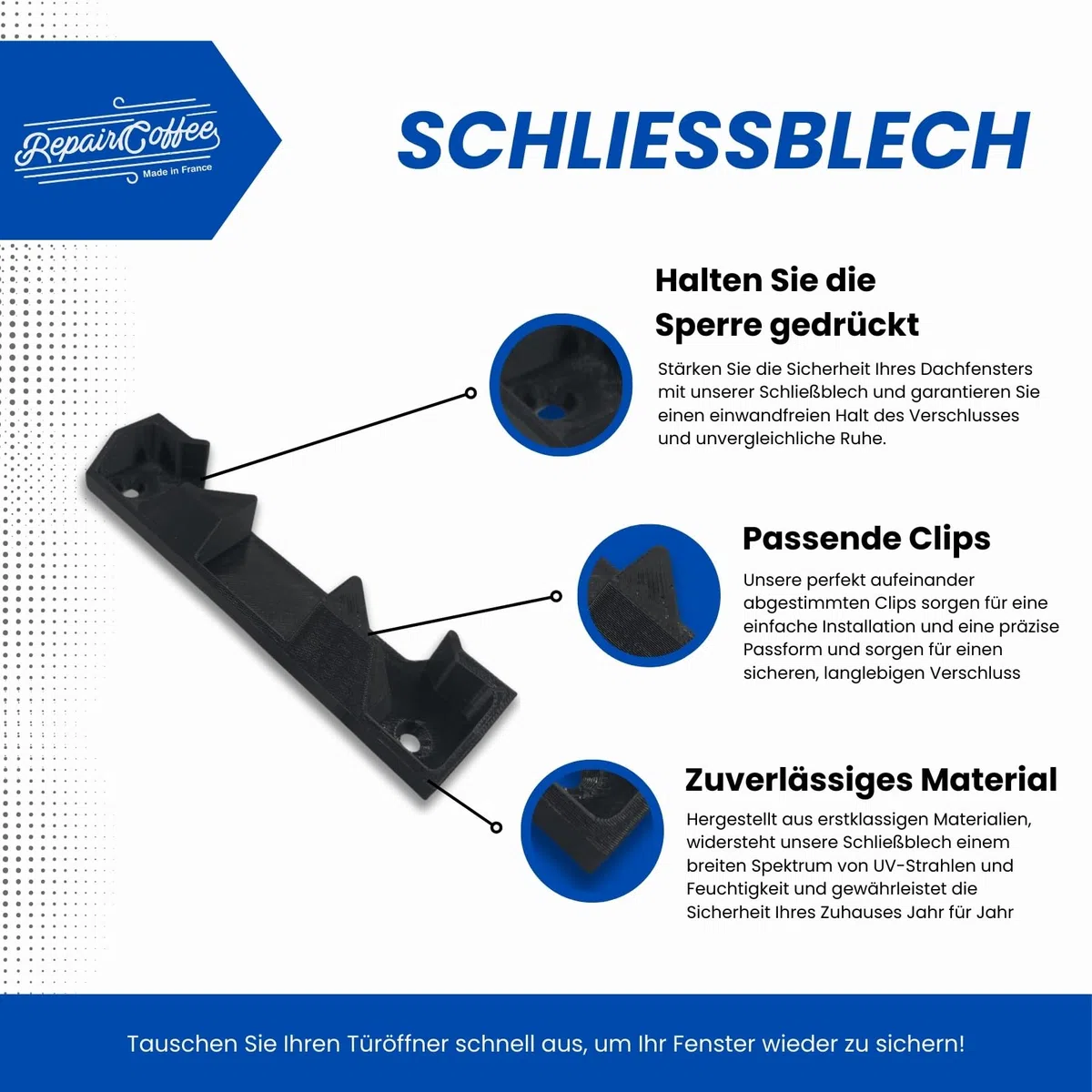 Schließblech Kompatibel mit Velux Version VES, V21 - Ersatzteil Sicherheitsverriegelung Verschlussplatte für Klappfenster am Dach des Hauses für Rolladeninstallation Verriegelungsfalle