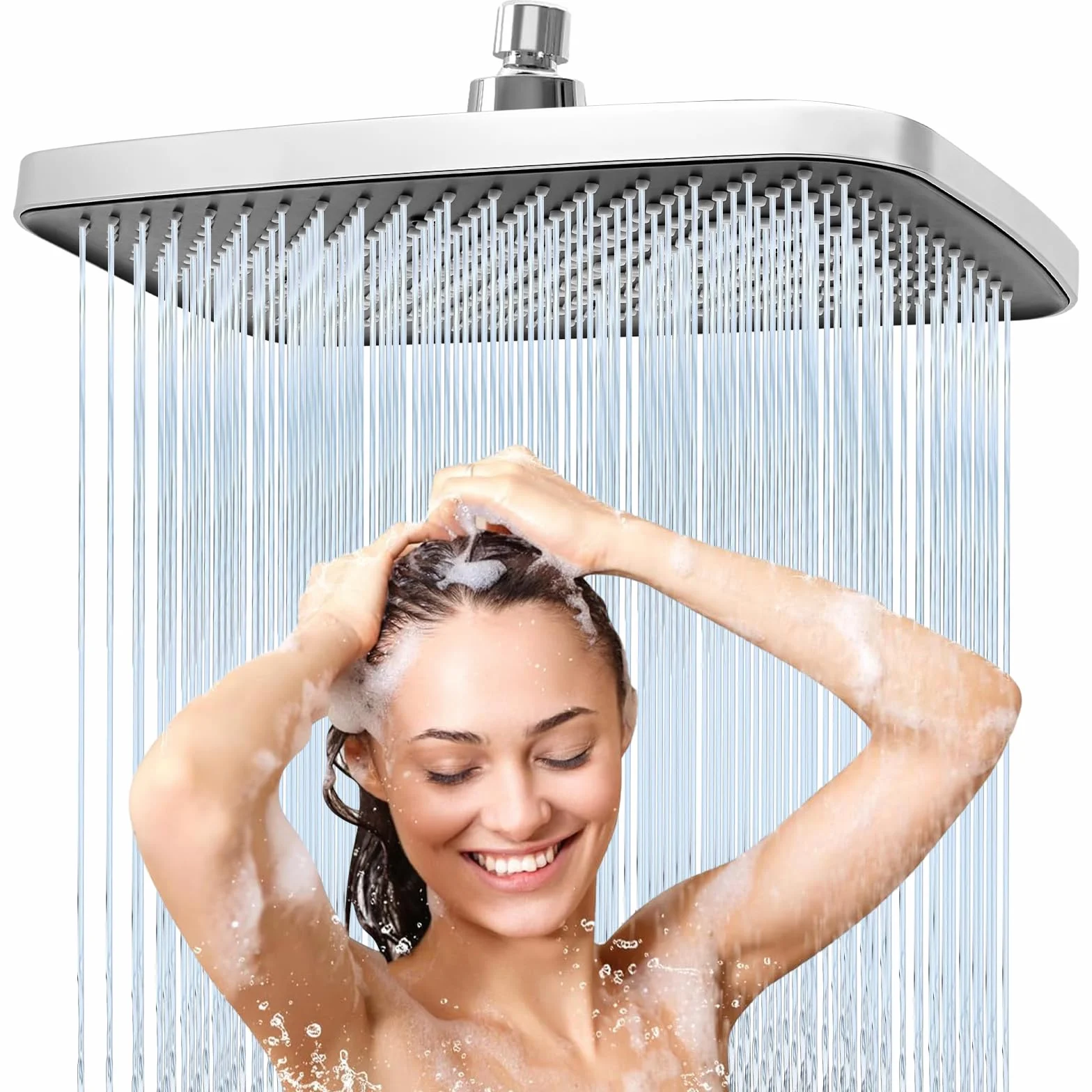 Regendusche duschkopf 12 Zoll, Duschkopf Regendusche Edelstahl 304 Quadrat, Kopfbrause Gebürstetes Chrom-Finish, Selbstreinigende Duschbrause Regendusche Installierbar an der Wand
