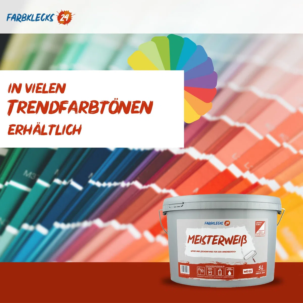 Meisterweiß (versch. Größen) Wandfarbe, weiss (2,5L), hohe Deckkraft