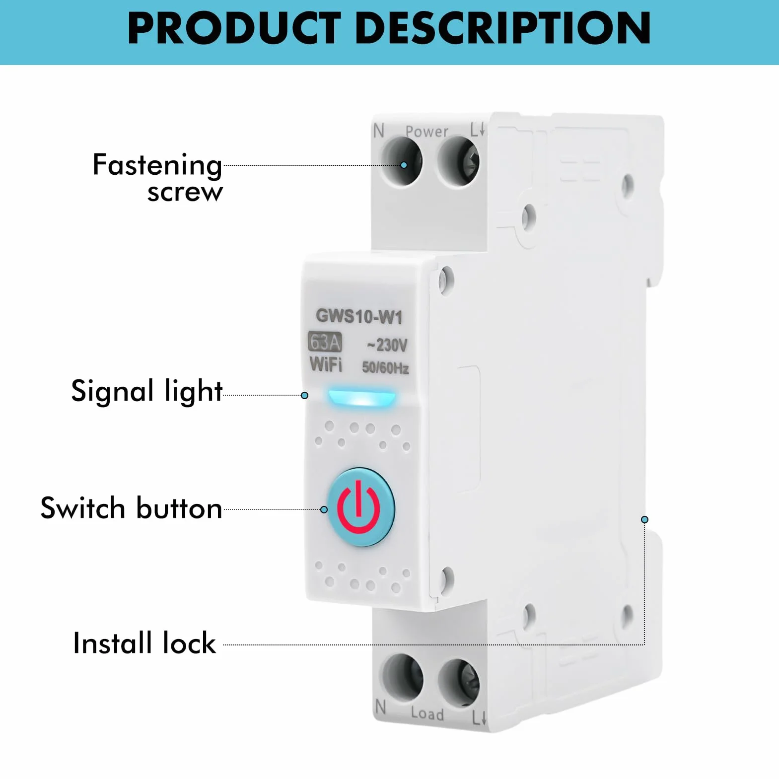 63A wlan schalter hutschiene wifi 1P Zeitschaltuhr Hutschiene tuya smart circuit breaker sprachsteuerung AC230V Smart schalter Kompatibel mit Alexa und Google Home GWS10-W1