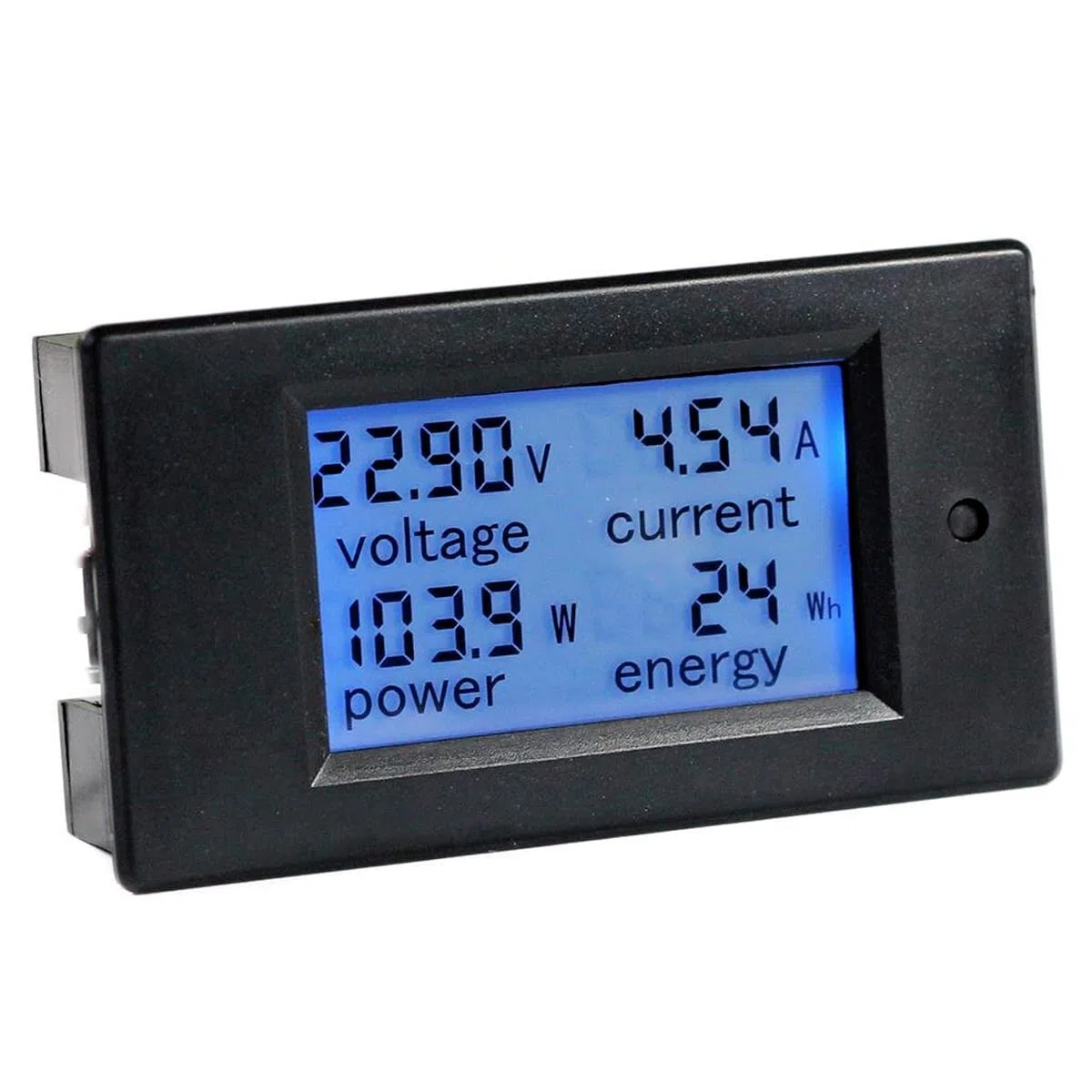 Greluma 1 Stück DC 6.5-100V 20A LCD Anzeige Digital Strom Spannung Energie Meter Multimeter Amp Voltmeter, 4 in 1 Digital Amp Volt Watt Kwh Meter Prüfer Messgerät