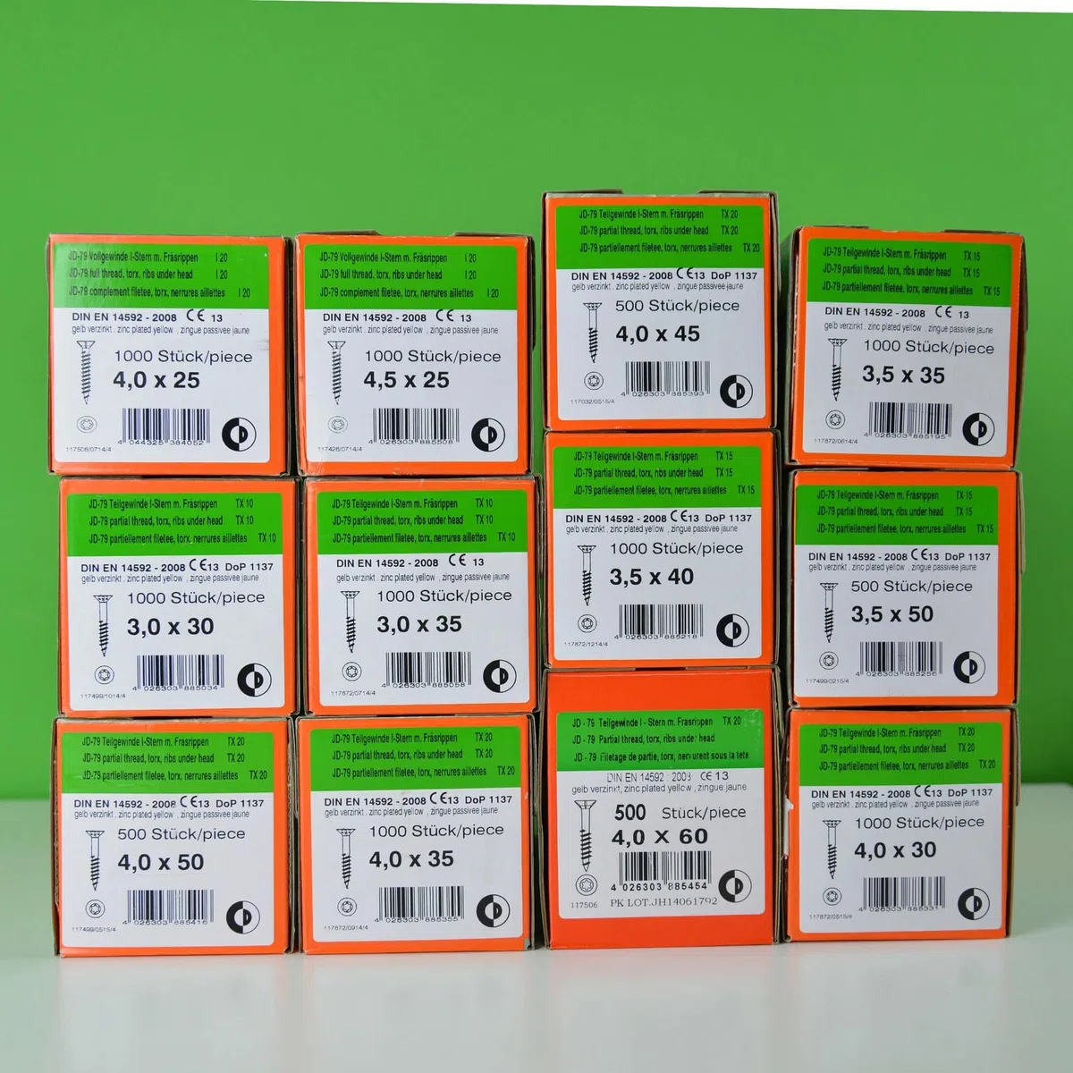 Dresselhaus Spanplattenschrauben Torx 4x50 mm 500 Stück – TX20 – JD79 Holzschrauben mit ETA Zulassung – Teilgewinde Senkkopf Fräsrippen – verzinkt