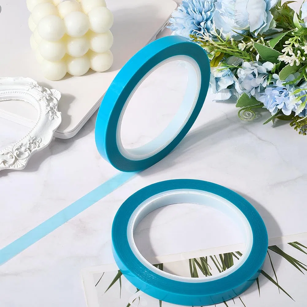 craspire 2 Rolle Blaues Slick Tape 0,41 Zoll x 164 Fuß Transferband Transparente Folie PET Klebstoff Rutschiges Schutzetikettenband Zum Befestigen von Schubladen Kühlschränken Klimaanlagen