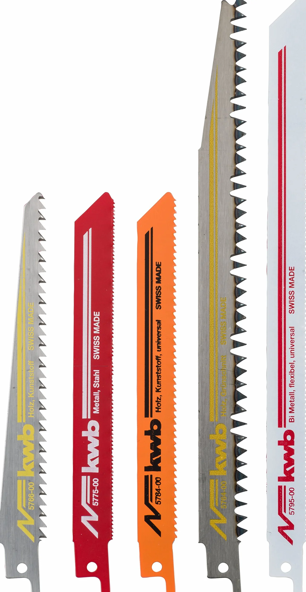 kwb 5-teiliges Säbelsägeblatt-Set für Holz und Metall - Geeignet für Universal-Sägen und Elektrofuchsschwänze - Swiss Made