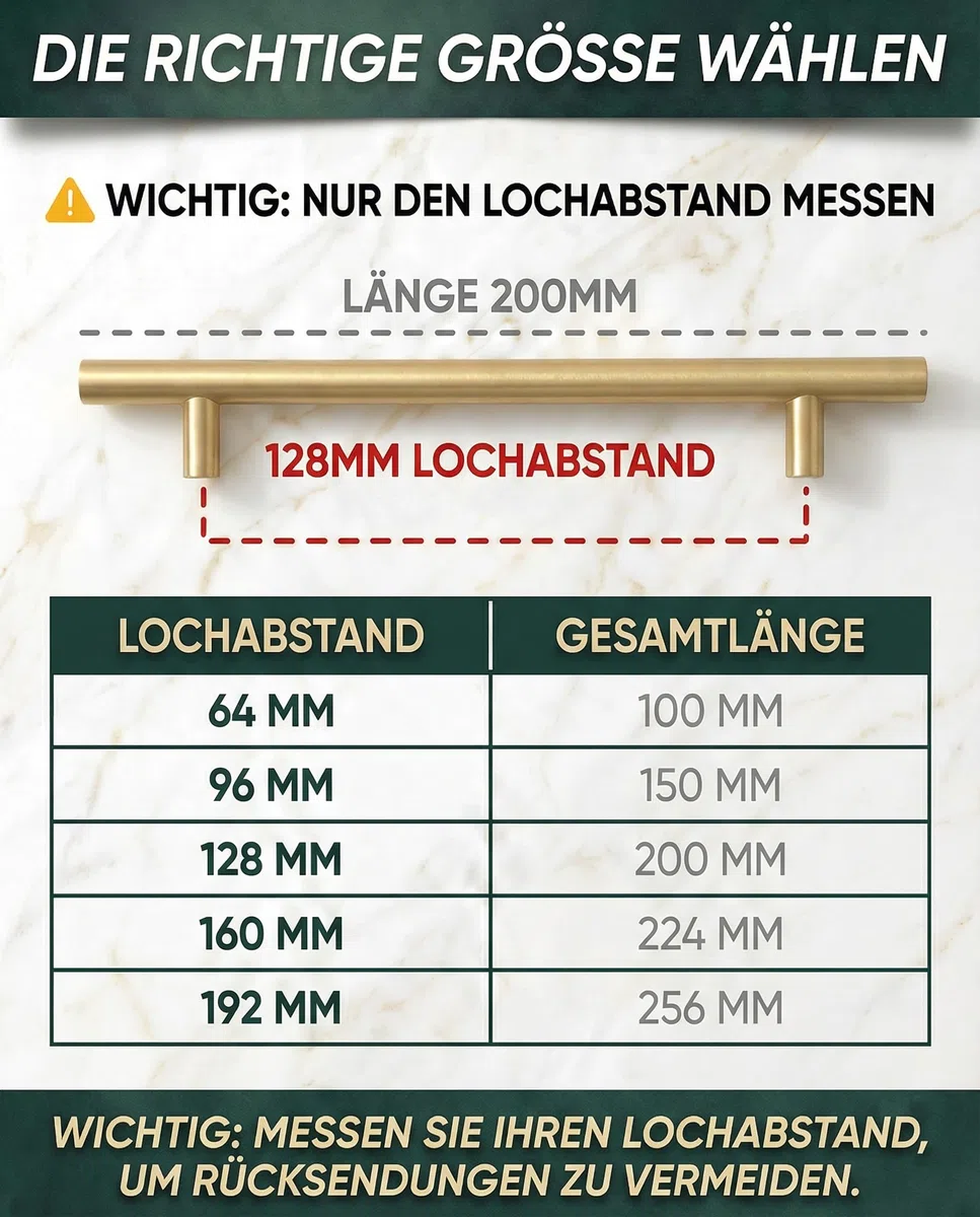 Griffe für Küchenschränke Gold, Schrankgriffe 128MM – Küchengriffe, Türgriffe Küche und Möbel-Türen, Schrankgriffe Gold, Möbelgriffe, 15 Stück